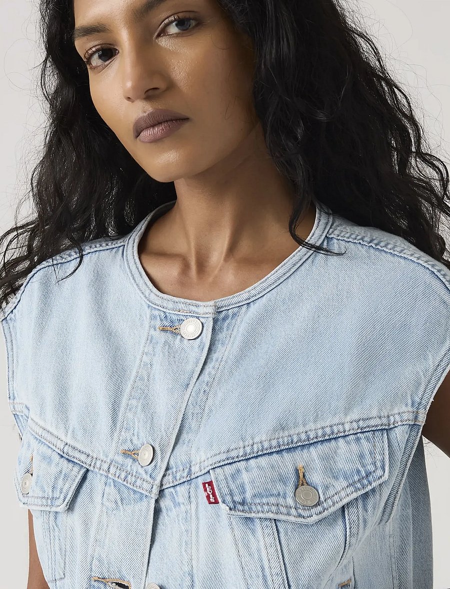 Levi's® - COLLARLESS SHRUNKEN 90S VEST O - vestes en jean sans manches - med indigo - worn in - 4