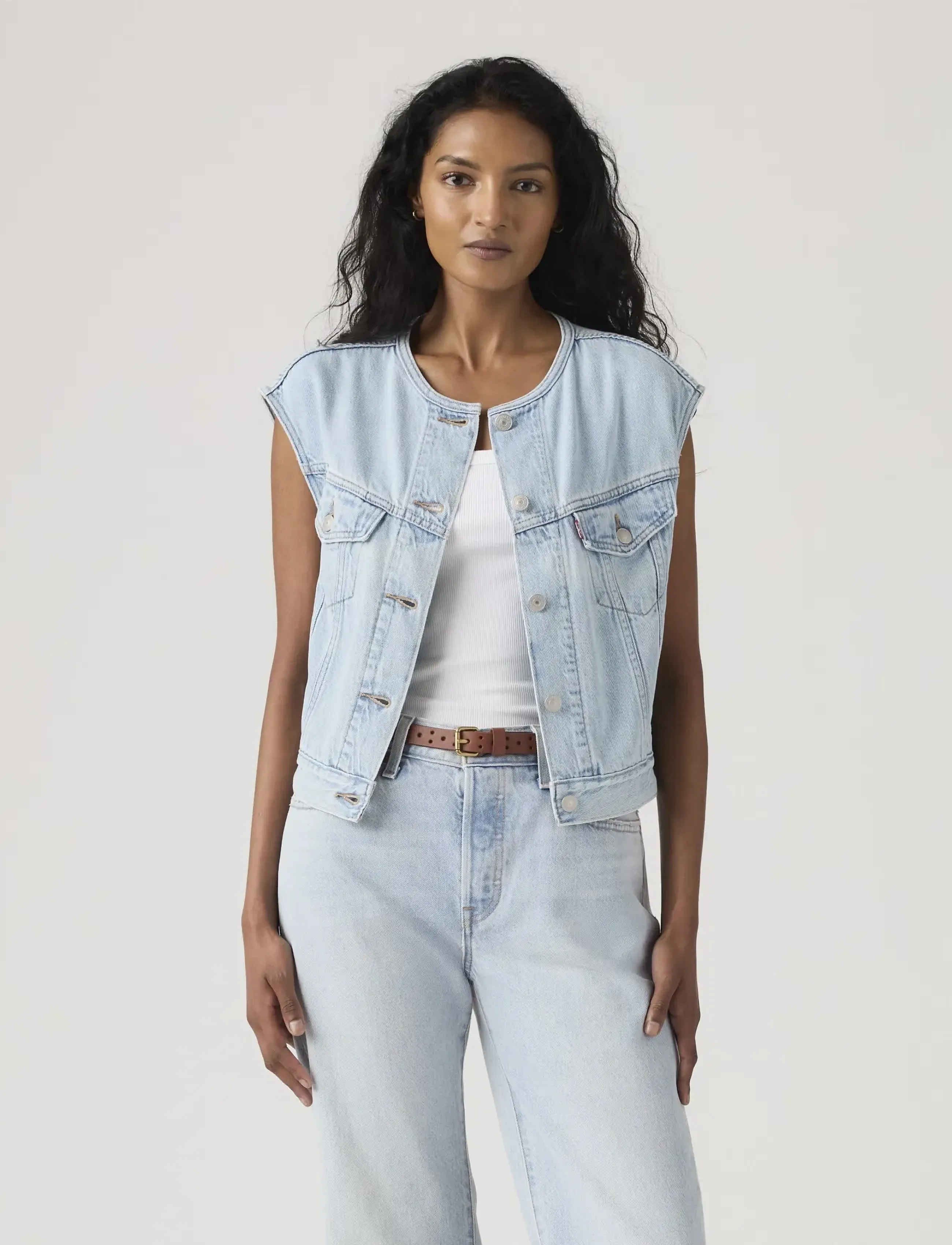 Levi's® - COLLARLESS SHRUNKEN 90S VEST O - denimveste - med indigo - worn in - 5