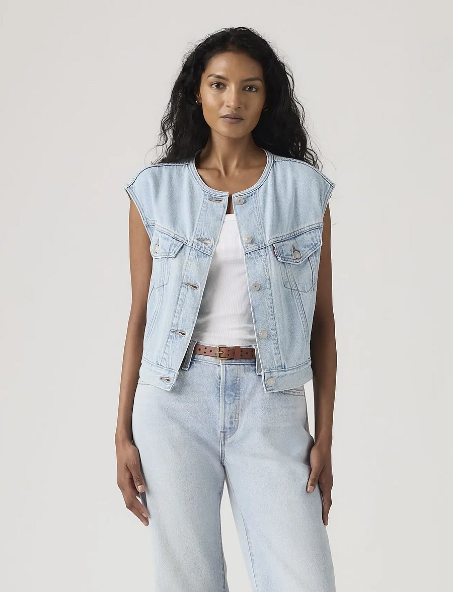 Levi's® - COLLARLESS SHRUNKEN 90S VEST O - vestes en jean sans manches - med indigo - worn in - 5