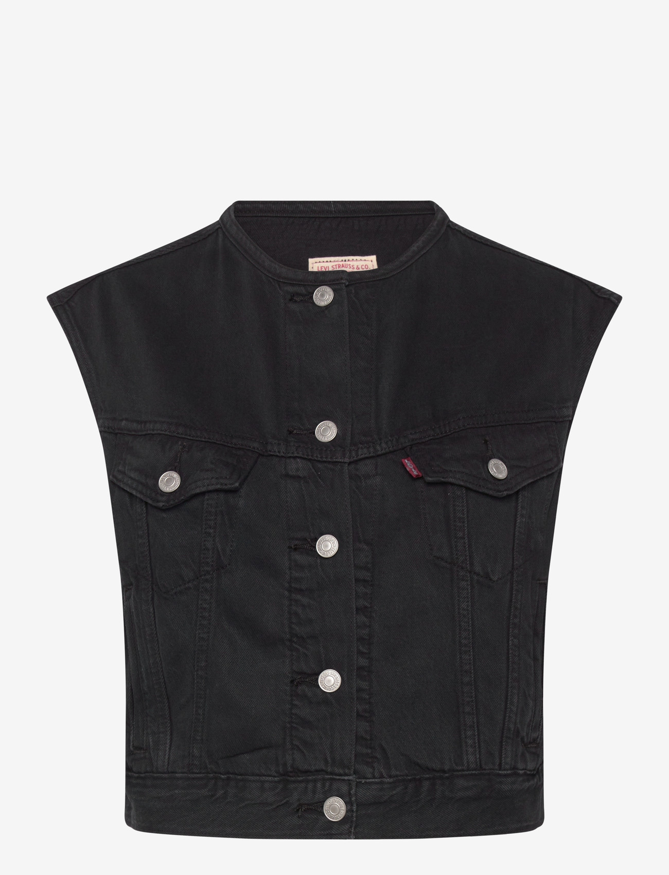 Levi's® - COLLARLESS SHRUNKEN 90S VEST N - denim vests - blacks - 1