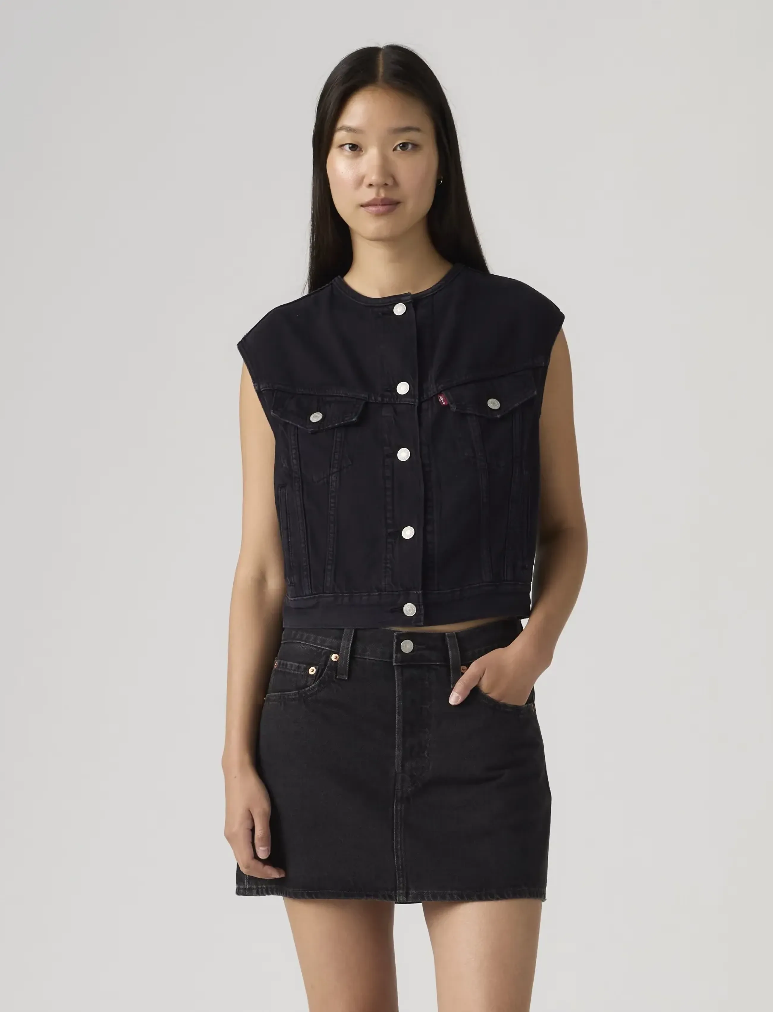 Levi's® - COLLARLESS SHRUNKEN 90S VEST N - denimveste - blacks - 5