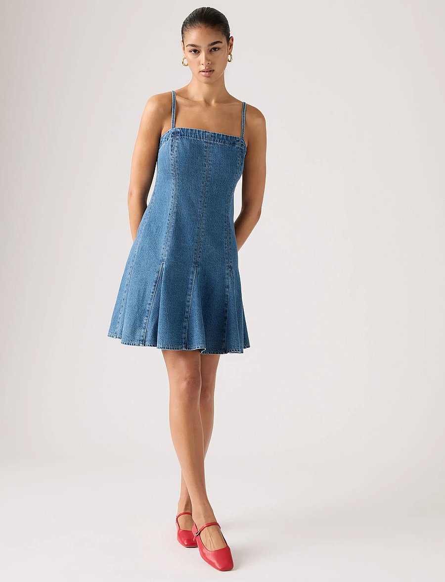 Levi's® - DENIM GODET DRESS GODET ALL DA - jeansklänningar - med indigo - worn in - 0