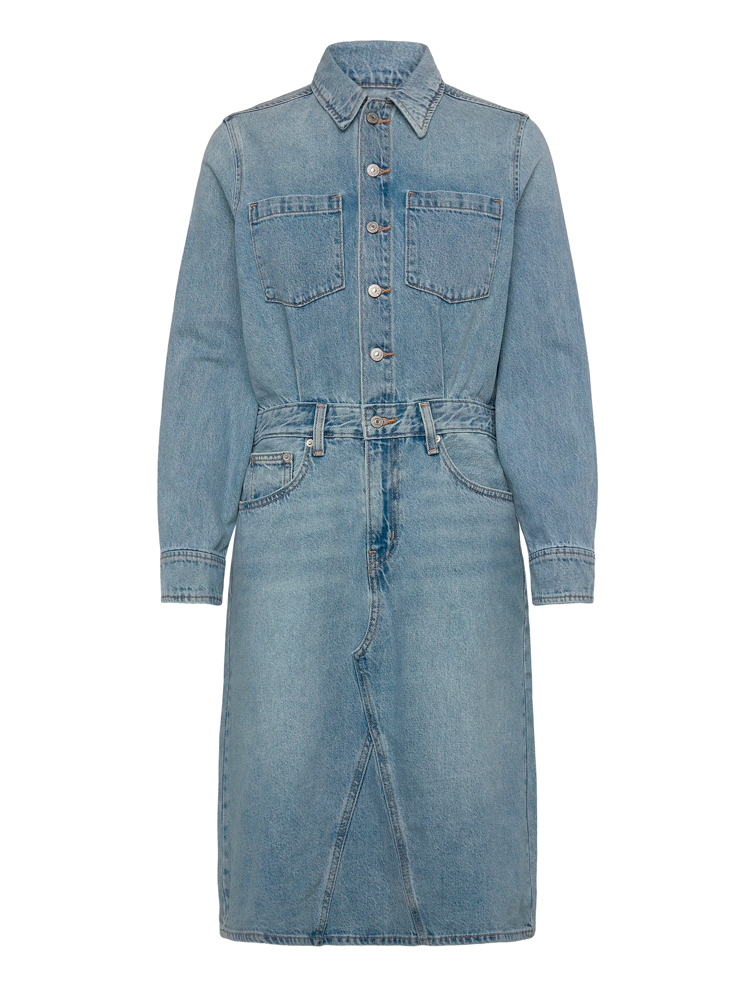 Levi's® LS A LINE WESTERN DRESS PRICEY - Levi's® - LIGHT INDIGO - WORN IN / blue