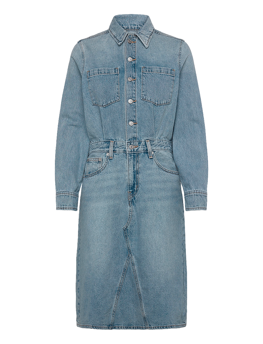 Levi's® - LS A LINE WESTERN DRESS PRICEY - teksakleidid - light indigo - worn inj - 1