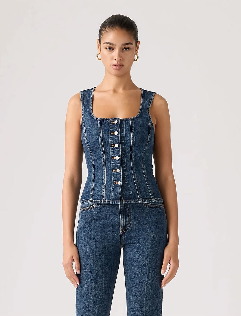 Levi's® - SCULPTED TOP AS SEEN ON TV TOP - denim vests - dark indigo - worn in - 0