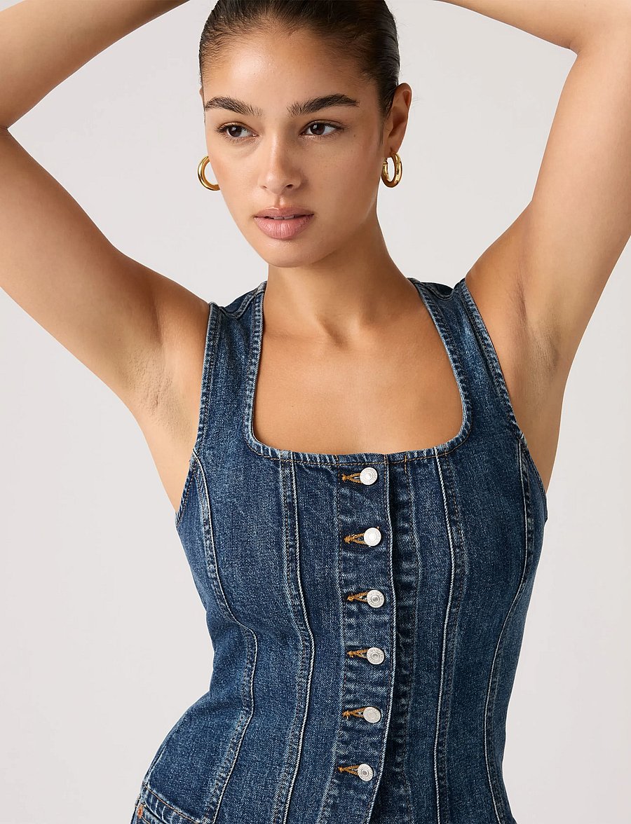 Levi's® - SCULPTED TOP AS SEEN ON TV TOP - denim vests - dark indigo - worn in - 4