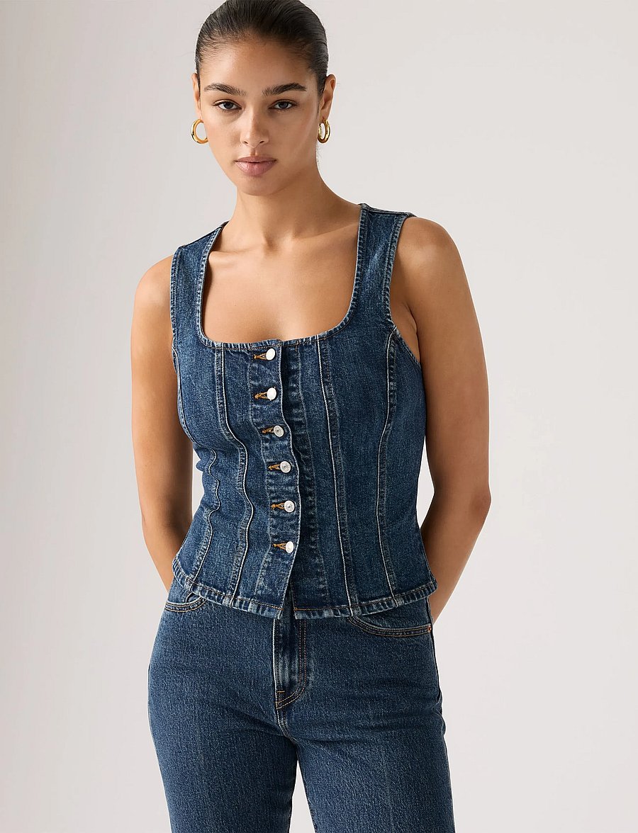 Levi's® - SCULPTED TOP AS SEEN ON TV TOP - denim vests - dark indigo - worn in - 5