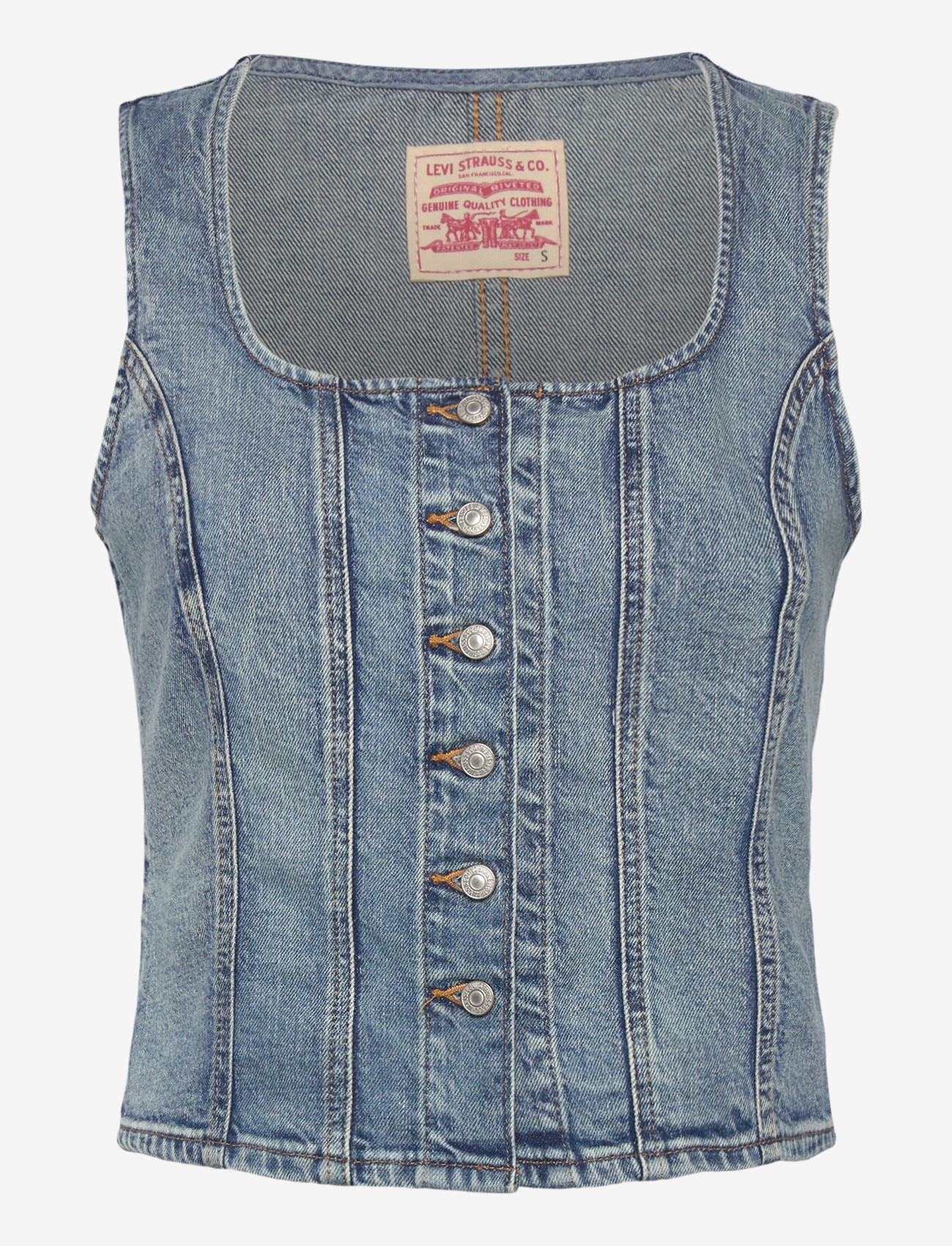 Levi's® - SCULPTED TOP WHAT NOW TOP - denimveste - med indigo - worn in - 0