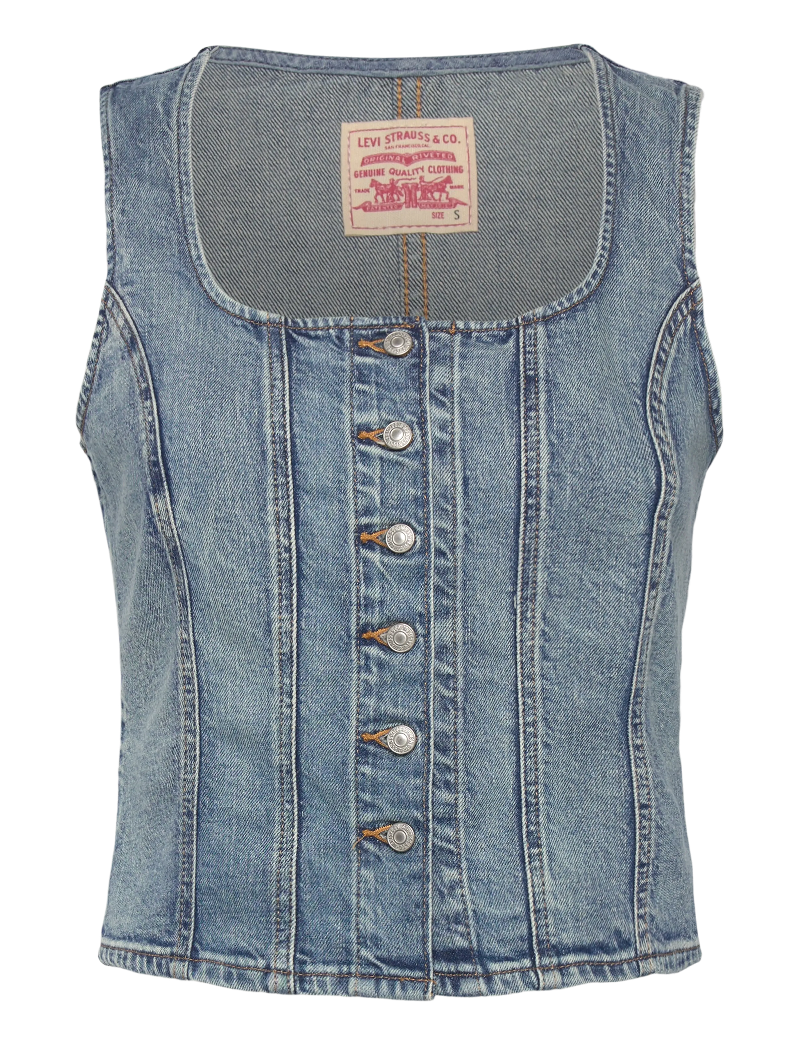 Levi's® SCULPTED TOP WHAT NOW TOP - Teksavestid - MED INDIGO - WORN IN / blue