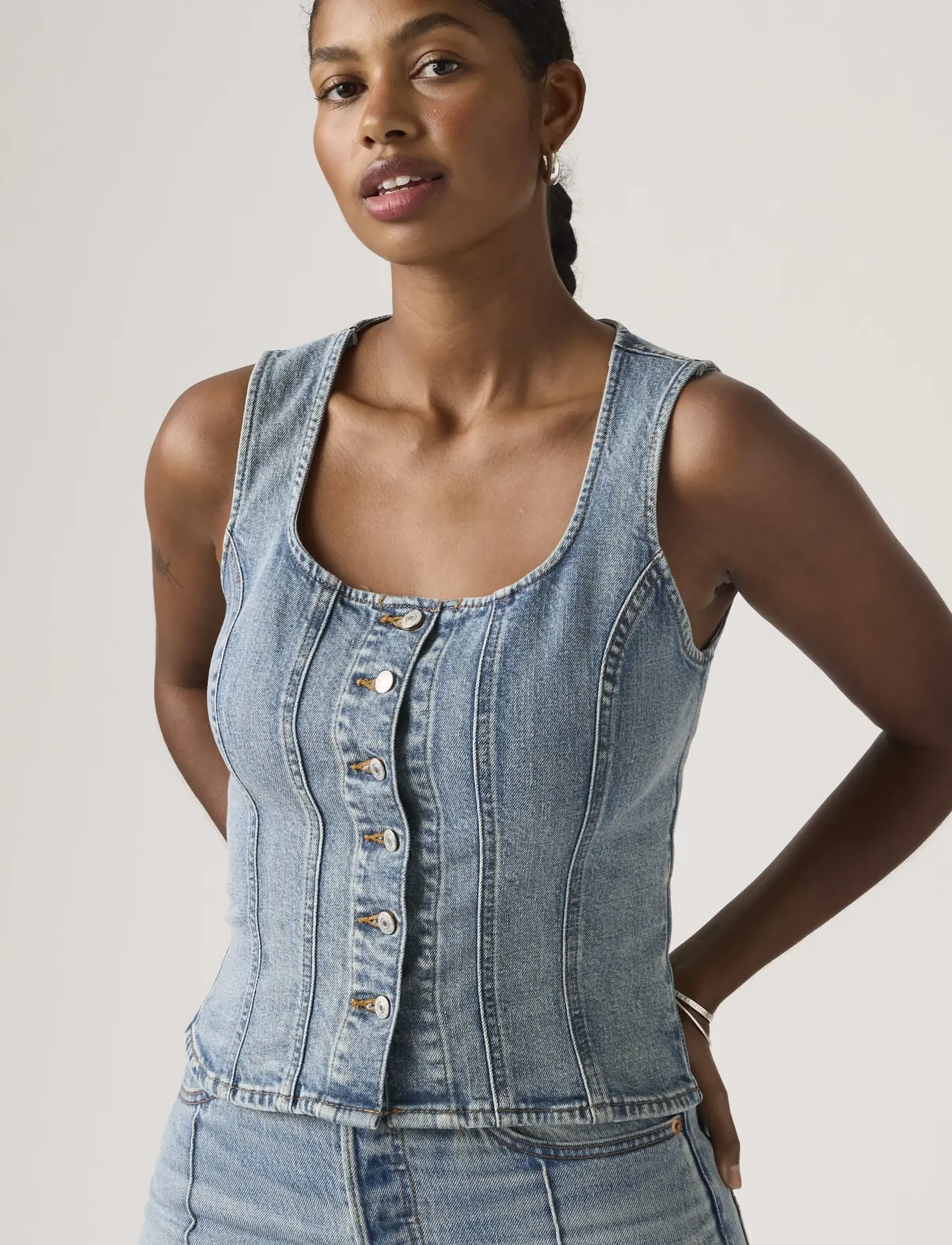 Levi's Sculpted Top What Now Top, S, Blue, Veste > Denim Veste, Dame