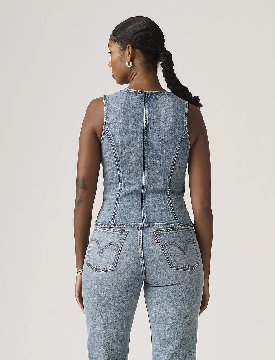 Levi's® - SCULPTED TOP WHAT NOW TOP - denim-westen - med indigo - worn in - 3