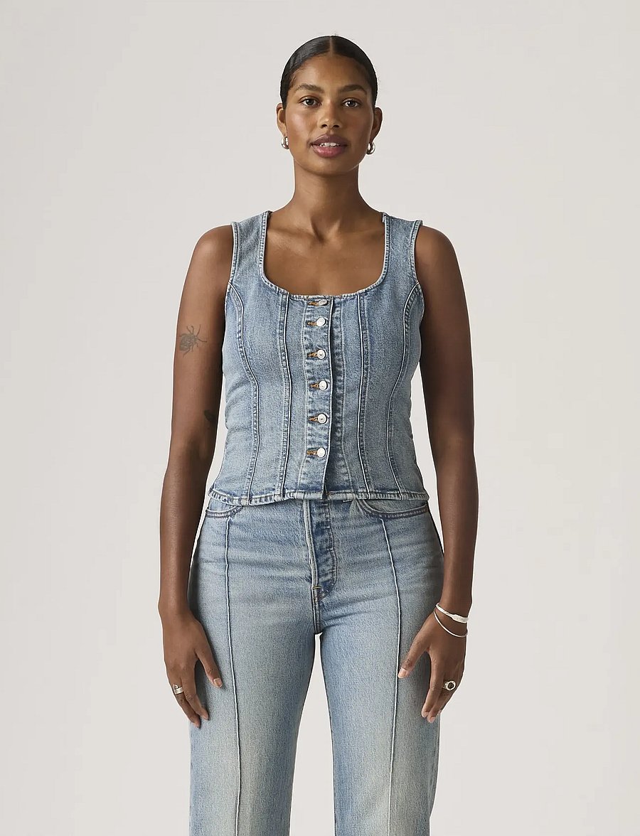 Levi's® - SCULPTED TOP WHAT NOW TOP - denim-westen - med indigo - worn in - 5