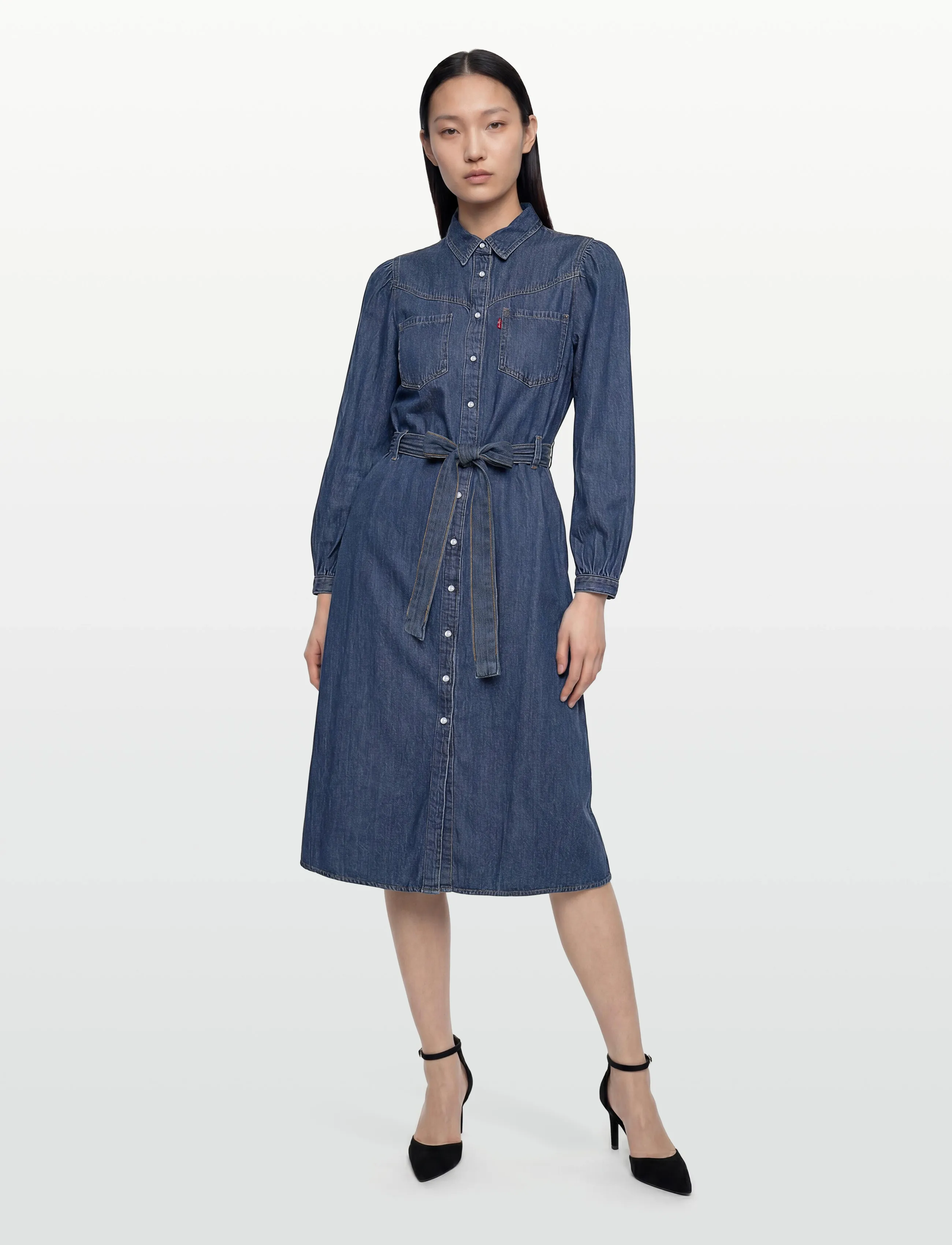 Levi's® JOURNEY LS MAXI DRESS CELESTIA - Skyrtukjólar - MED INDIGO - WORN IN / blue