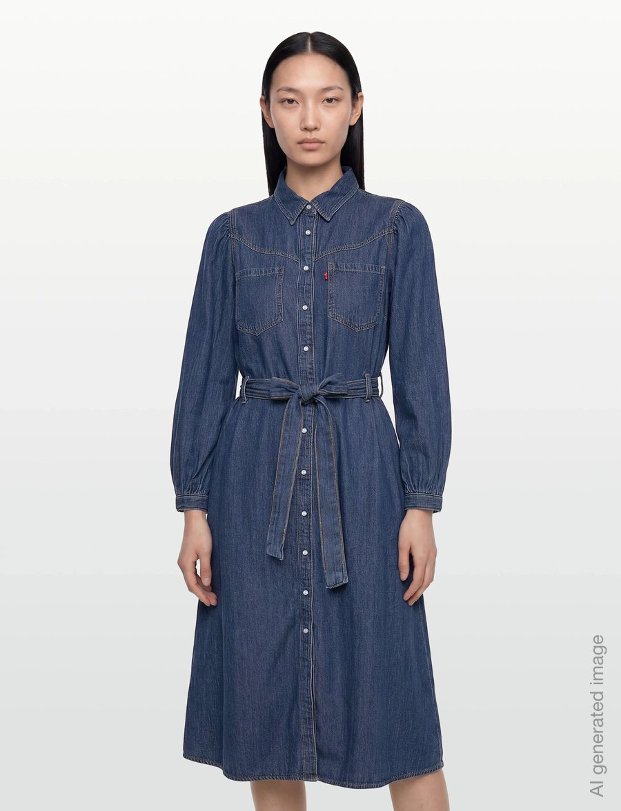 Levi's® - JOURNEY LS MAXI DRESS CELESTIA - hemdkleider - med indigo - worn in - 3