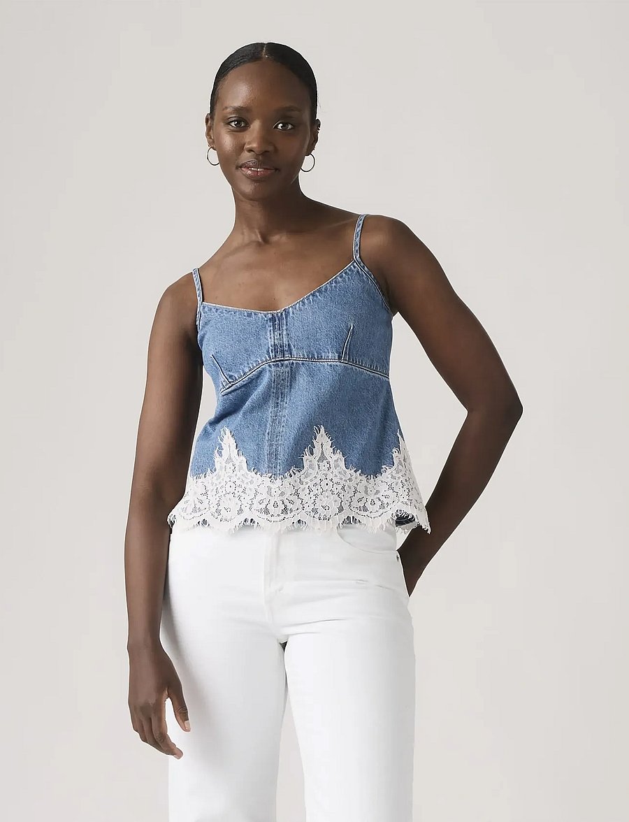 Levi's® - 90S DENIM CAMI SLIPPED MY MIND - crop tops - med indigo - flat finish - 5