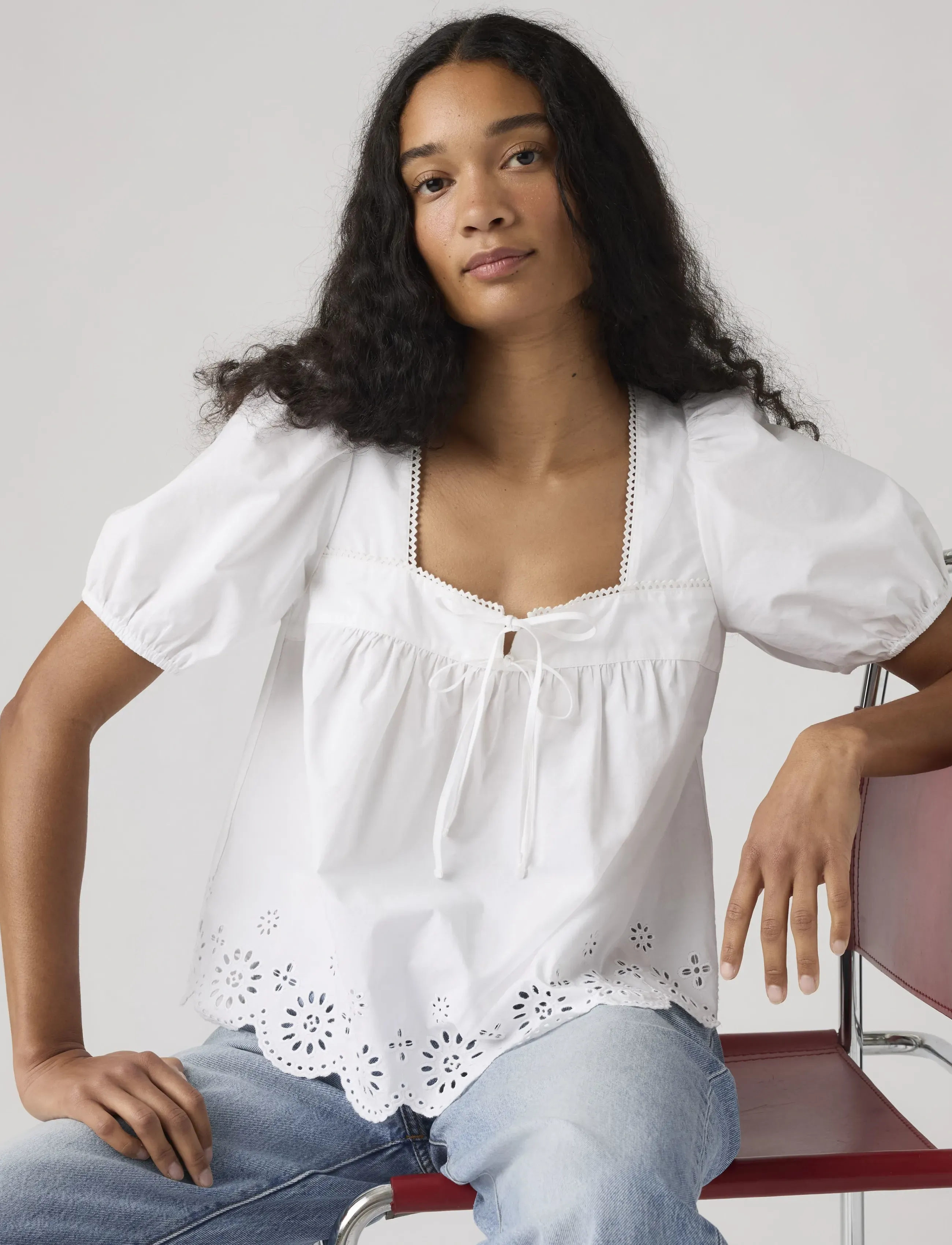 Levi's® DARLING SS CUTWORK BLOUSE BRIG - Blusen - WHITES / white