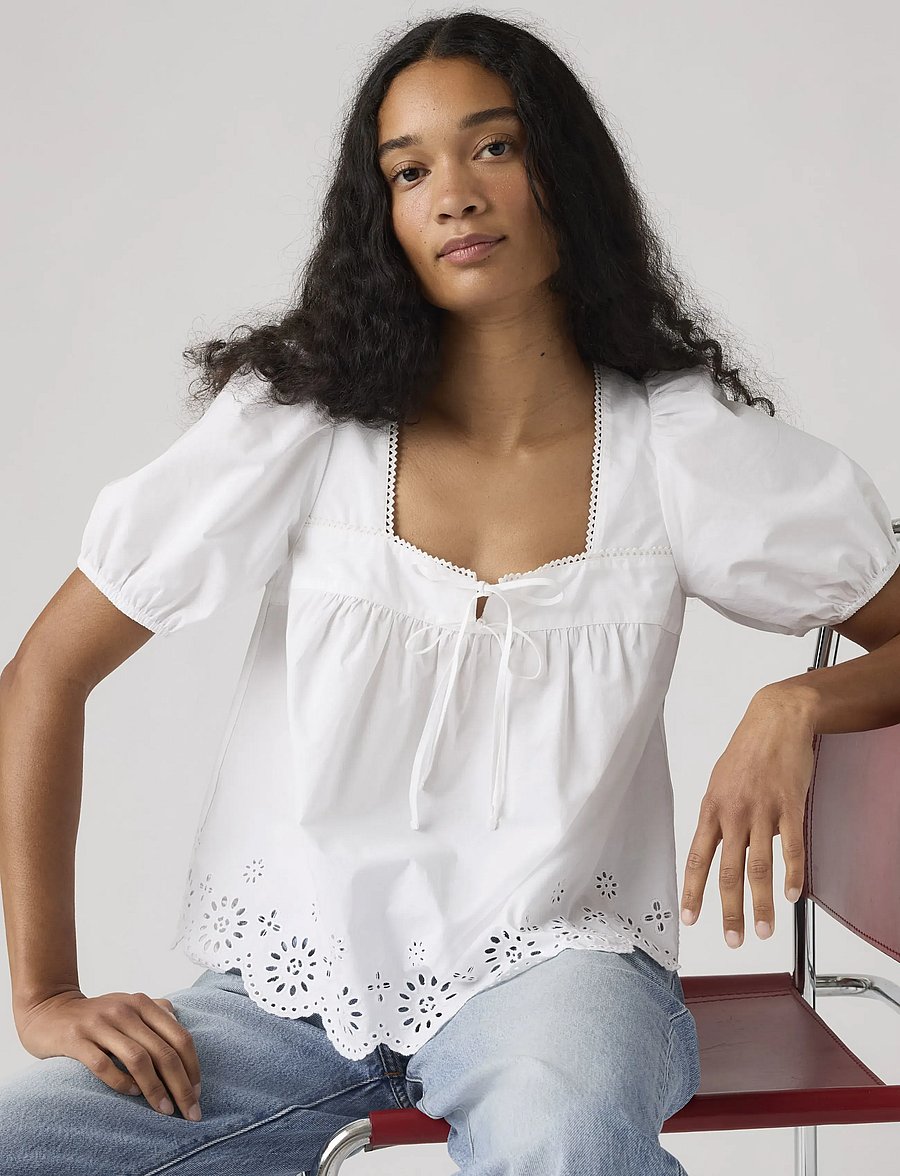 Levi's® - DARLING SS CUTWORK BLOUSE BRIG - kurzämlige blusen - whites - 0
