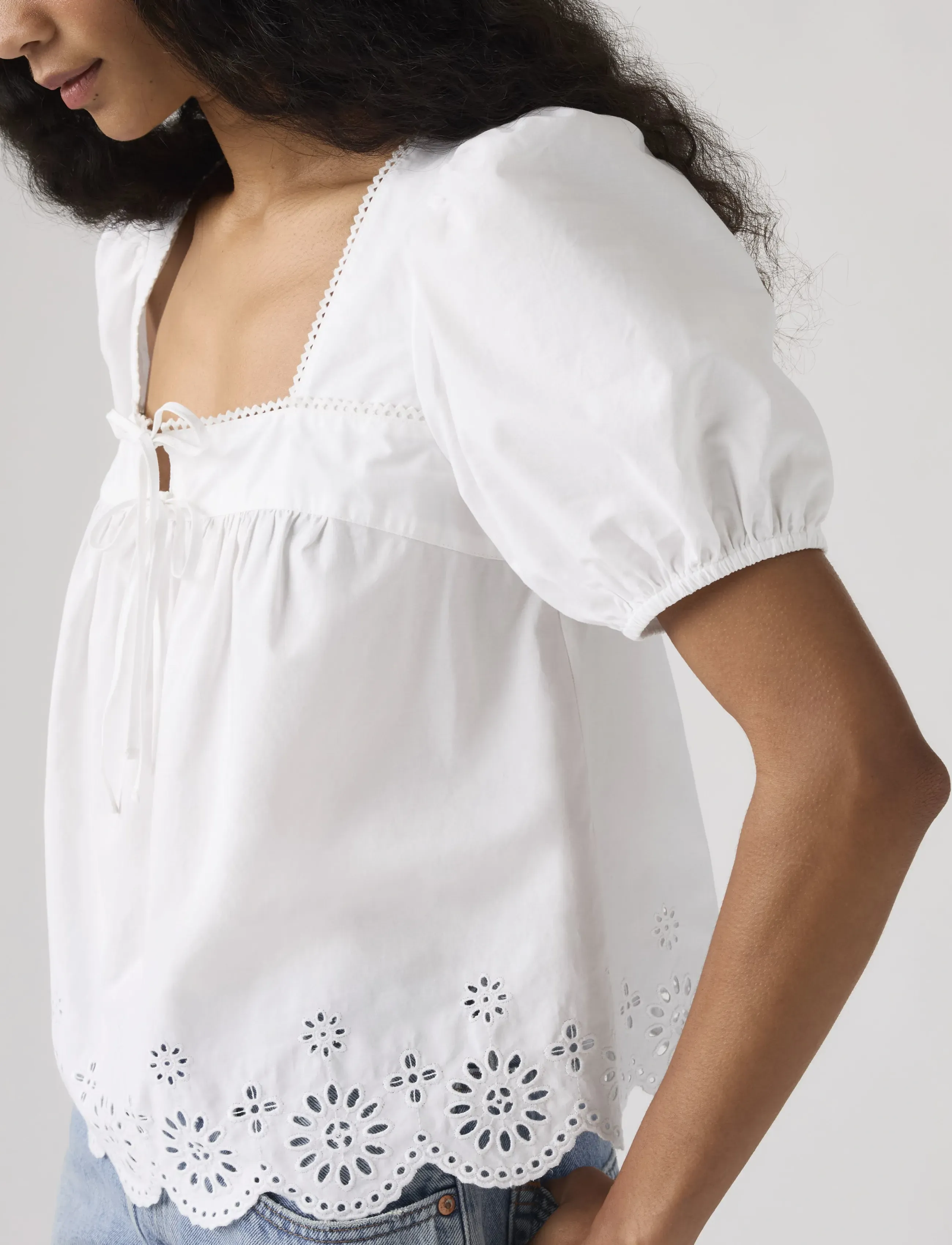 Levi's® - DARLING SS CUTWORK BLOUSE BRIG - kurzämlige blusen - whites - 4
