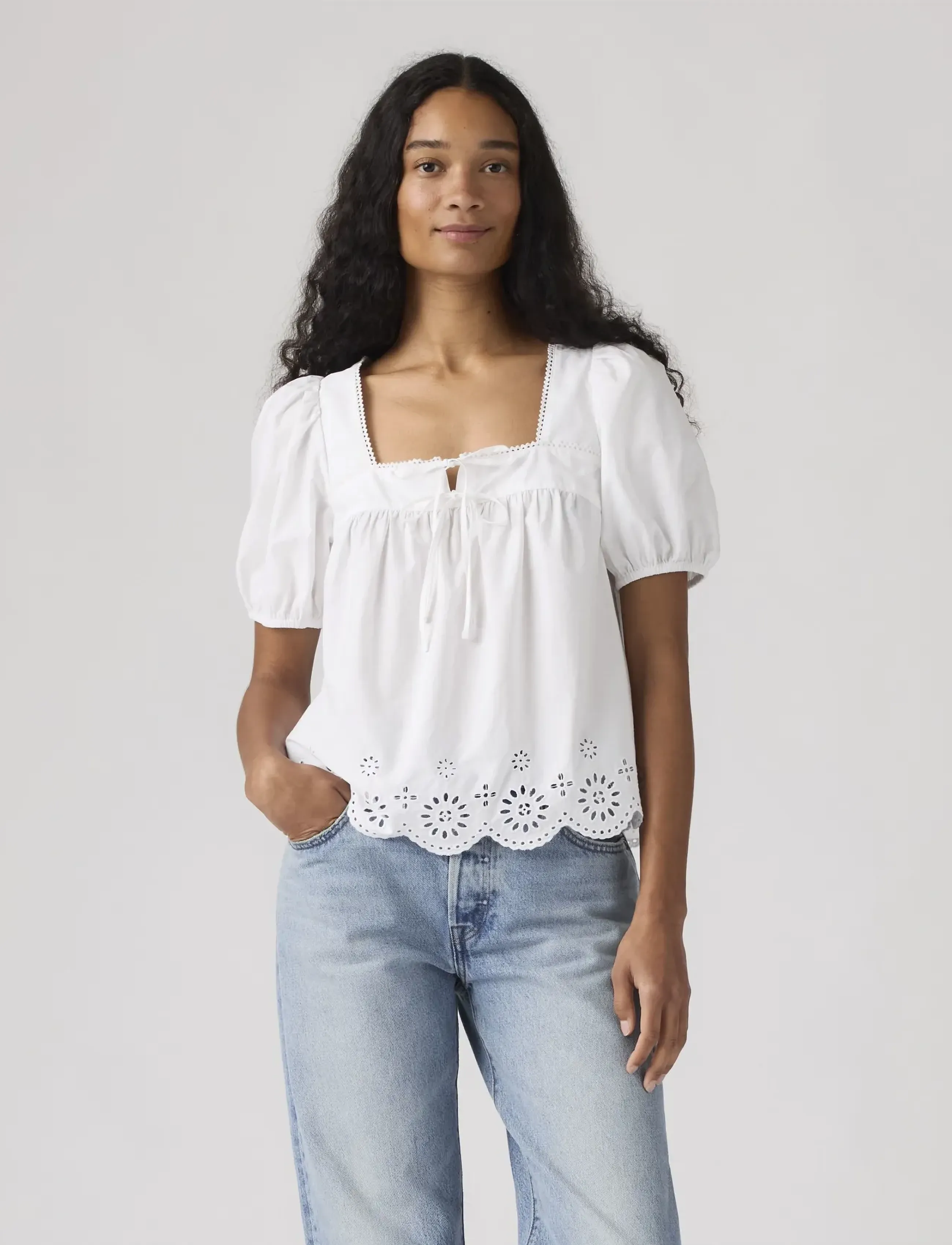 Levi's® - DARLING SS CUTWORK BLOUSE BRIG - kurzämlige blusen - whites - 5