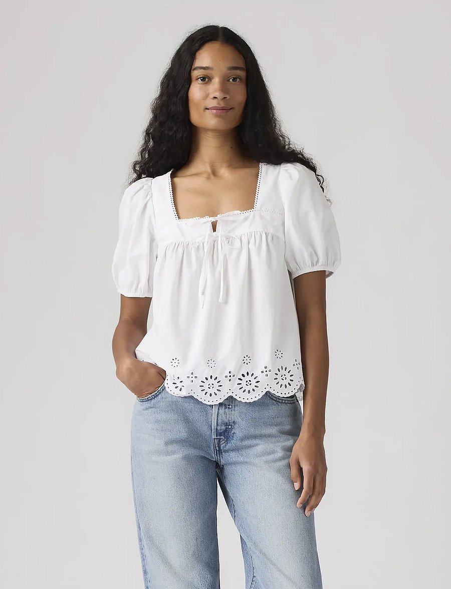 Levi's® - DARLING SS CUTWORK BLOUSE BRIG - kurzämlige blusen - whites - 5