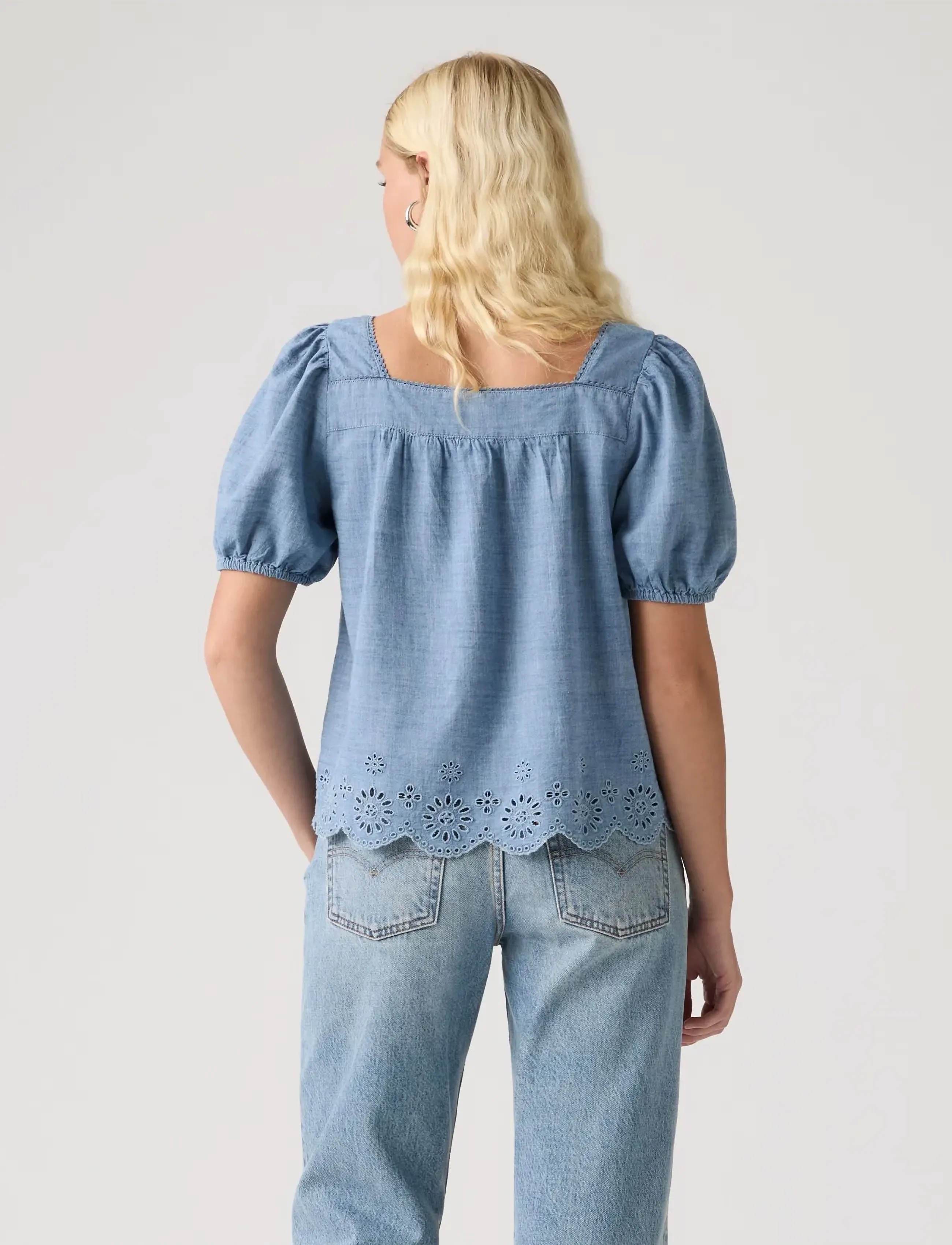 Levi's® - DARLING SS CUTWORK BLOUSE BREE - lühikeste varrukatega pluusid - med indigo - worn in - 3