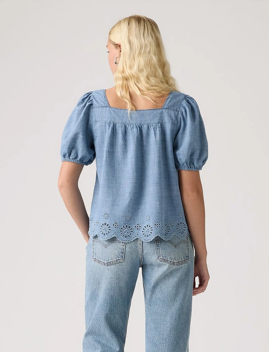Levi's® - DARLING SS CUTWORK BLOUSE BREE - kurzärmelige blusen - med indigo - worn in - 3