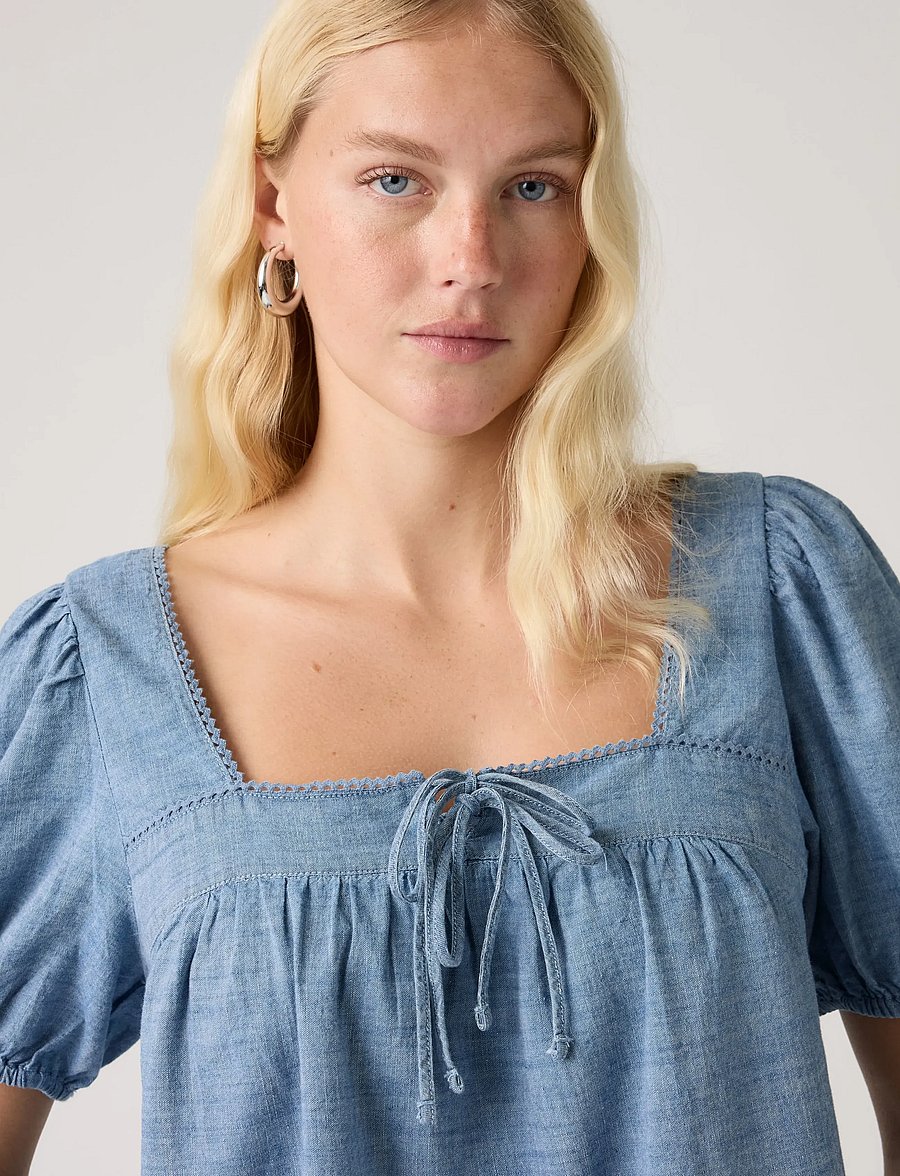 Levi's® - DARLING SS CUTWORK BLOUSE BREE - kurzärmelige blusen - med indigo - worn in - 4