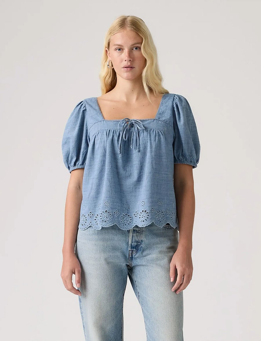 Levi's® - DARLING SS CUTWORK BLOUSE BREE - kurzärmelige blusen - med indigo - worn in - 5