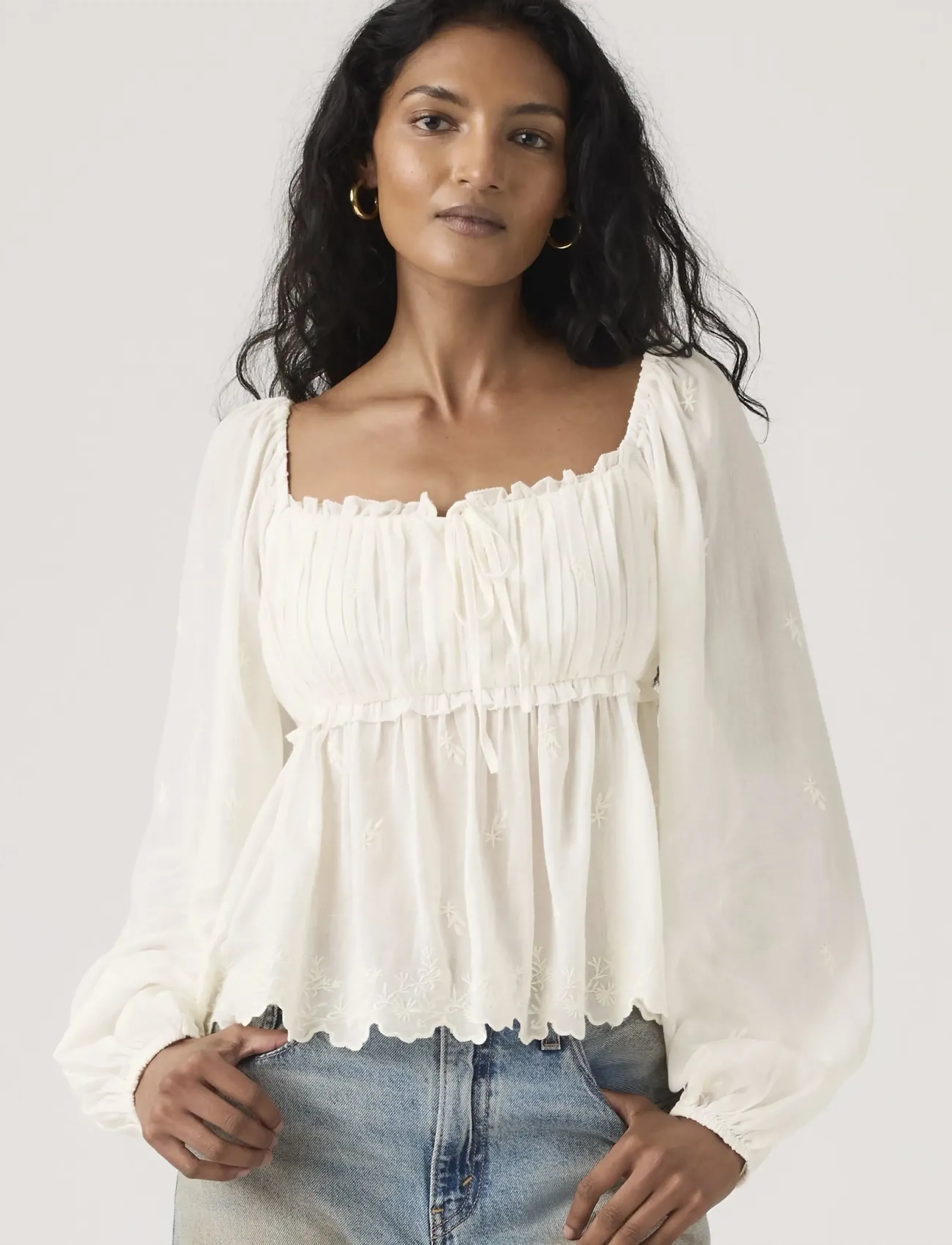 Levi's® OTTIE LS BOHO BLOUSE EGRET - Blusen - WHITES / white