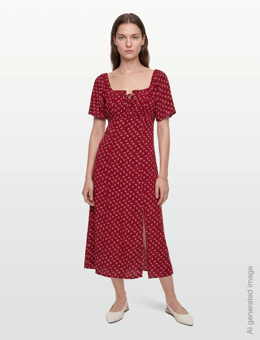 Levi's® - AMARA COLUMN FLUTTER SLV MIDI - midi kjoler - reds - 0