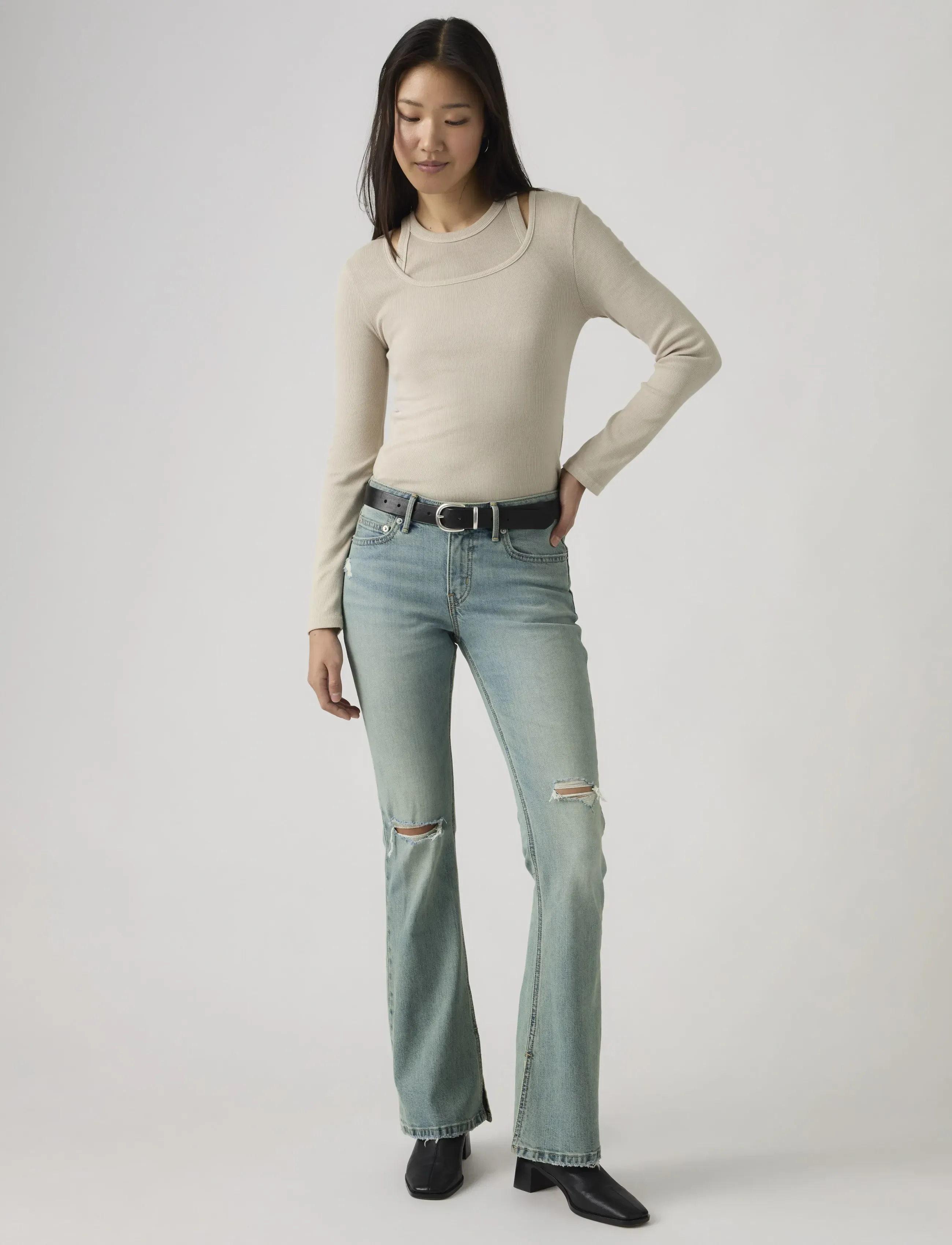 Levi's® LOW SLIM BOOT TINTED MEMORIES - Vêtements - LIGHT INDIGO - WORN IN / blue