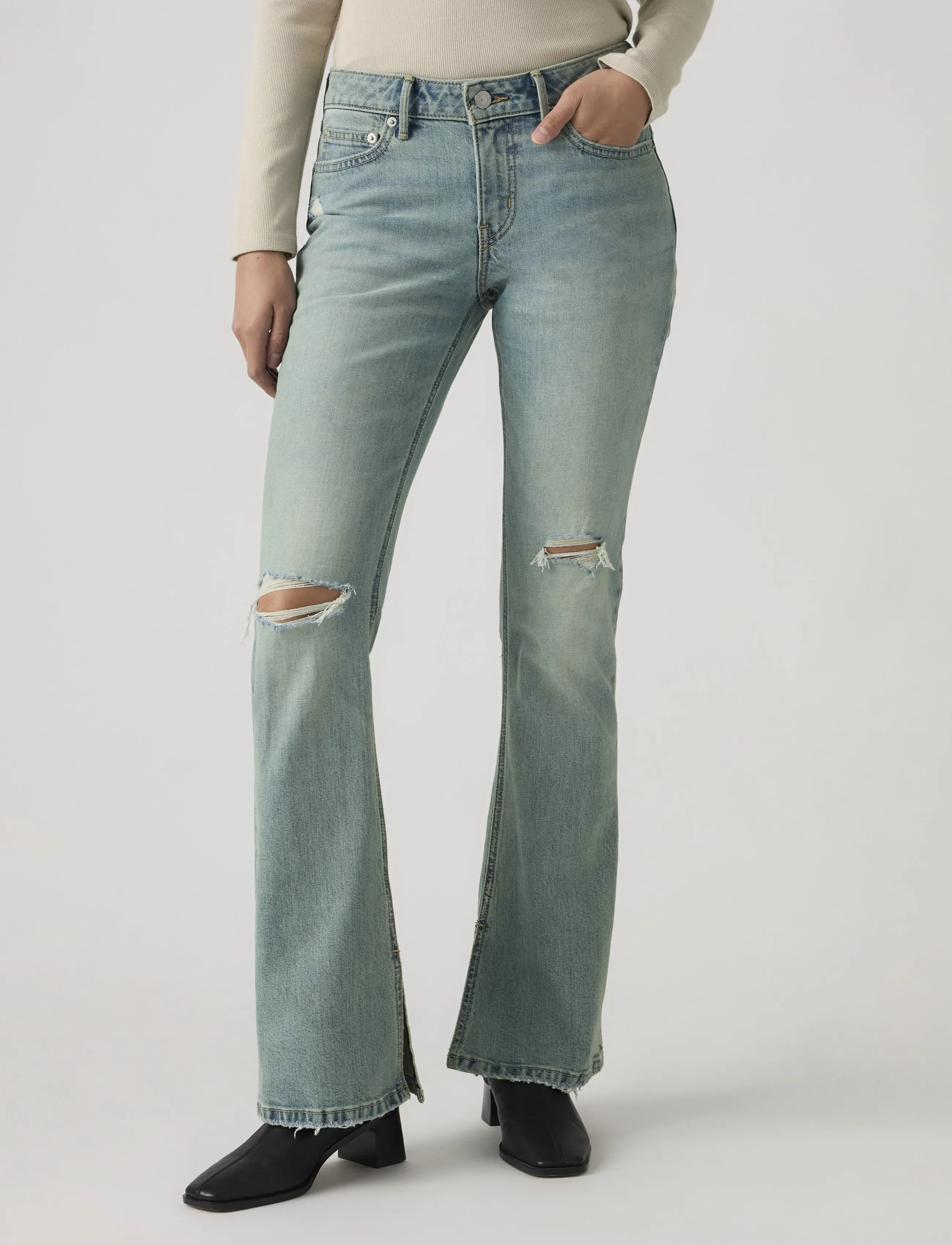 Levi's® - LOW SLIM BOOT TINTED MEMORIES - jeans évasés - light indigo - worn in - 5