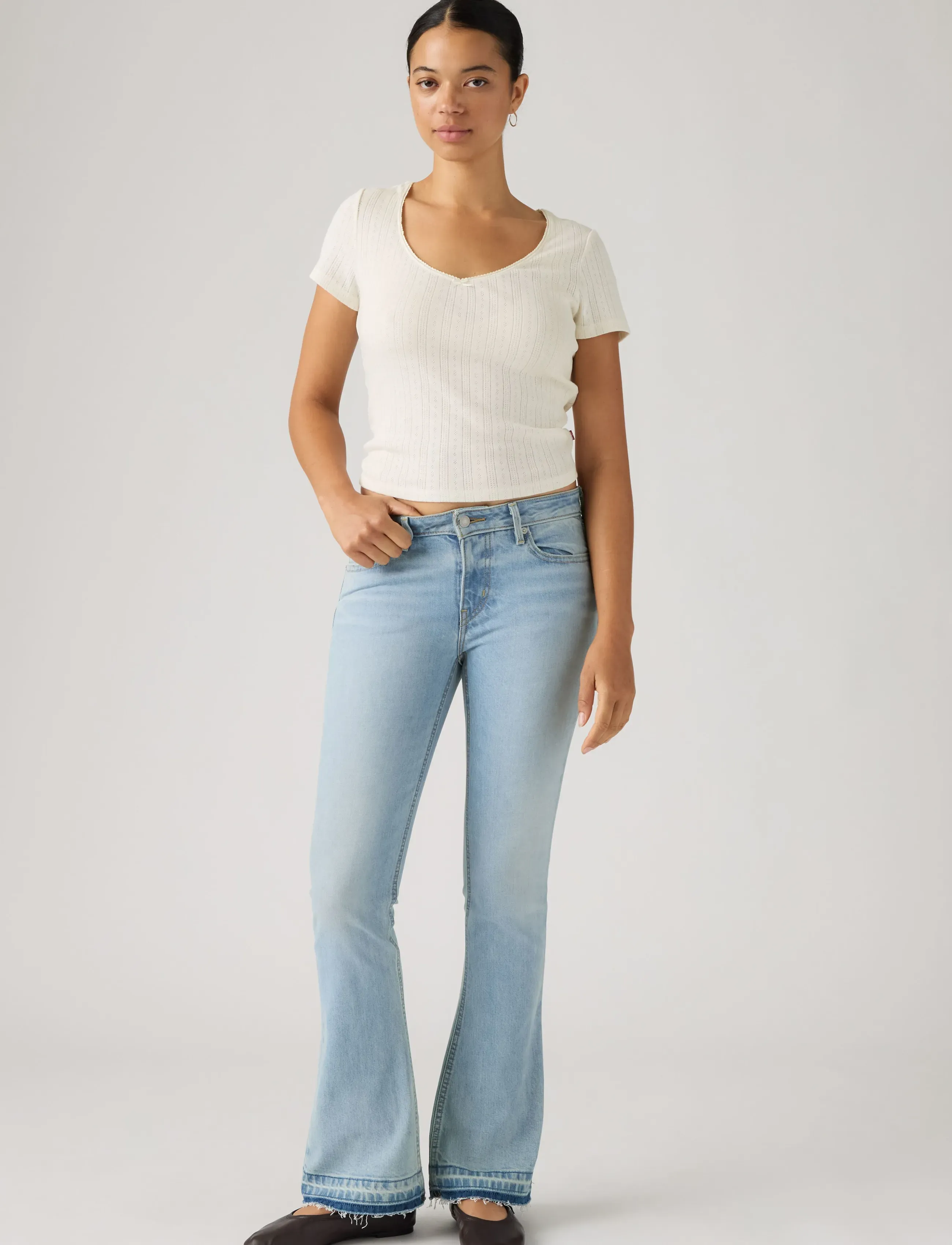 Levi's® LOW SLIM BOOT BLUE SHUTTLE - Denimkläder - LIGHT INDIGO - WORN IN / blue