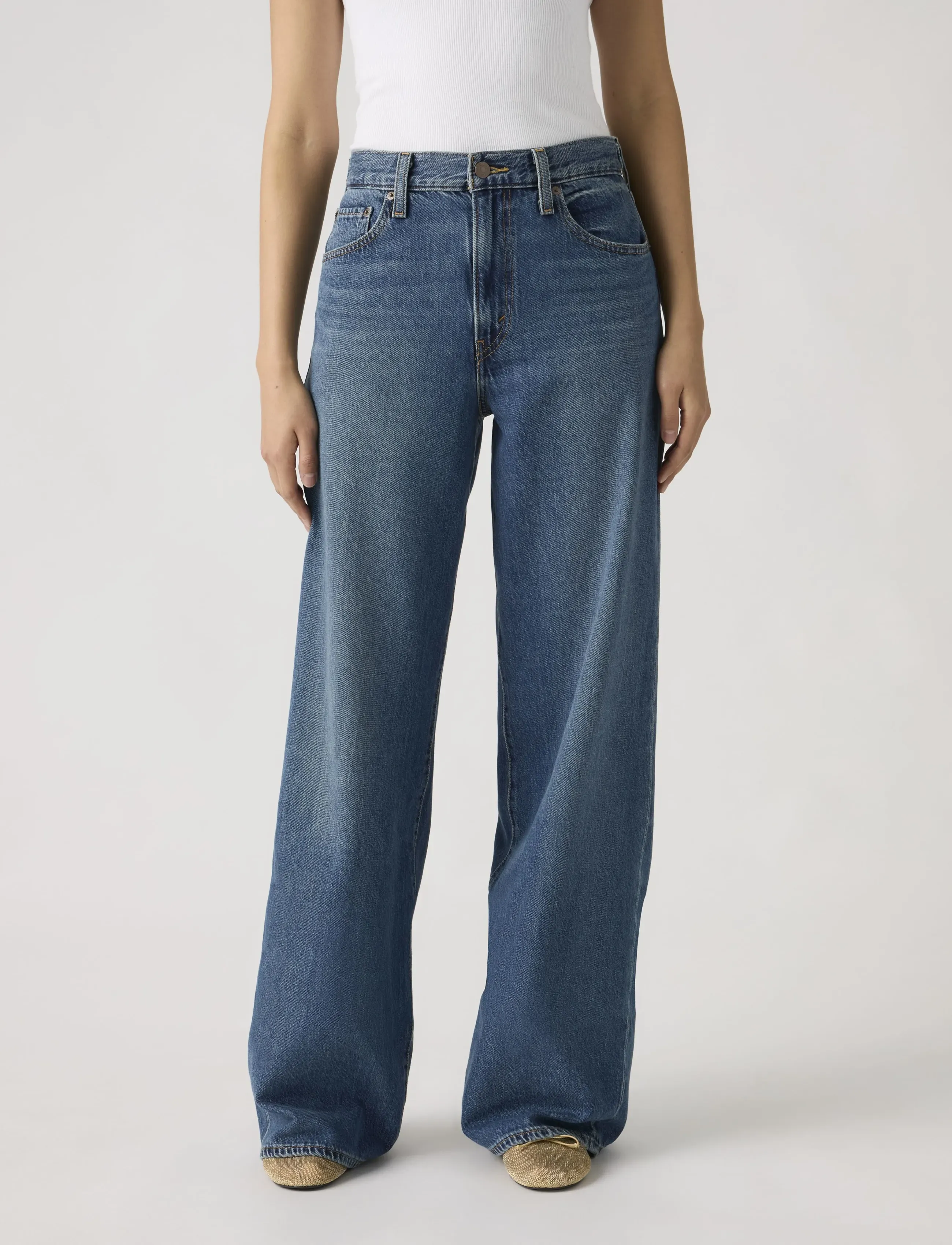 Levi's® - CINCH WIDE LEG PASS THE PARCEL - brede jeans - med indigo - worn in - 5