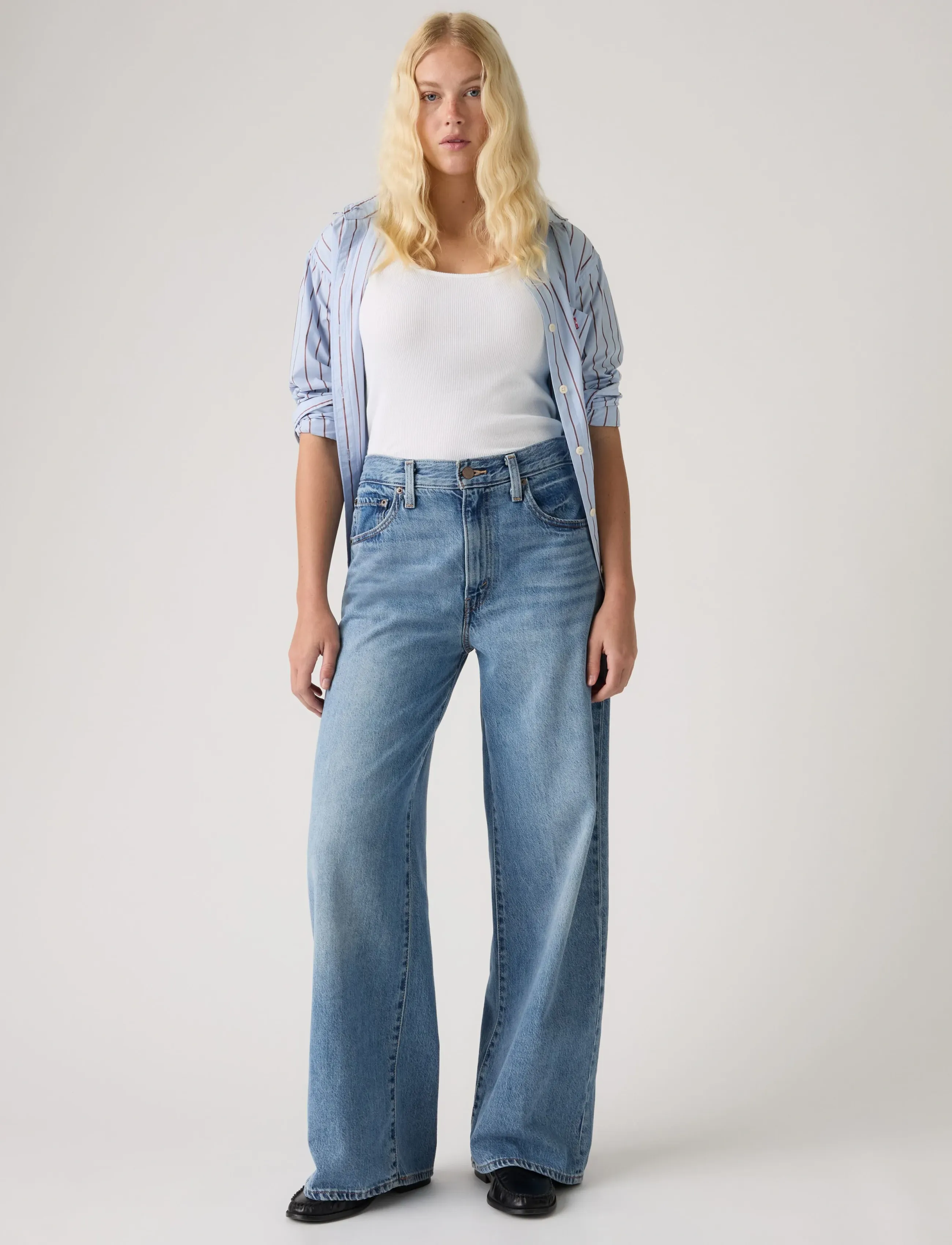 Levi's Cinch Wide Leg Losing My Mind, Kvinder, Wide Leg Jeans, Blå, Str: 24 x 29