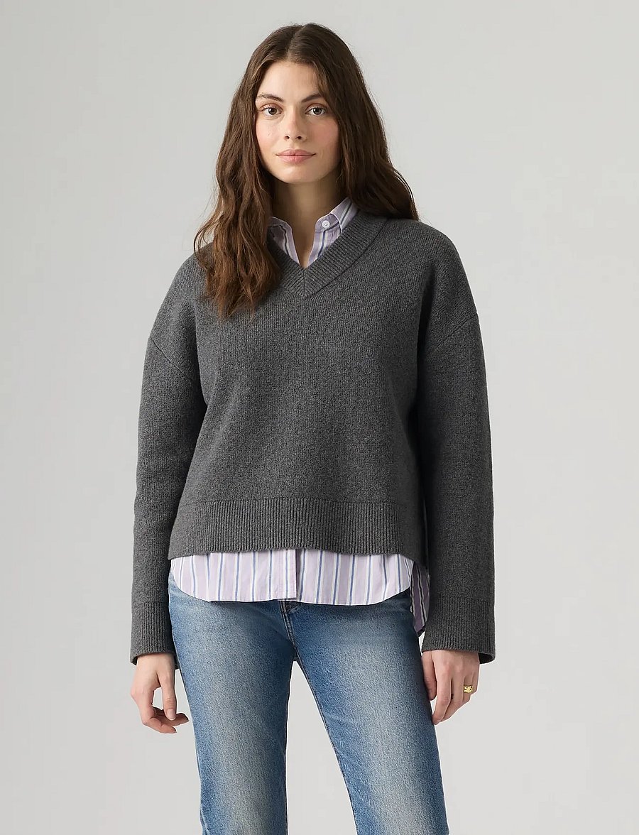 Levi's® - SUPER SOFT VNECK SWEATER MILAN - jumpers - greys - 3