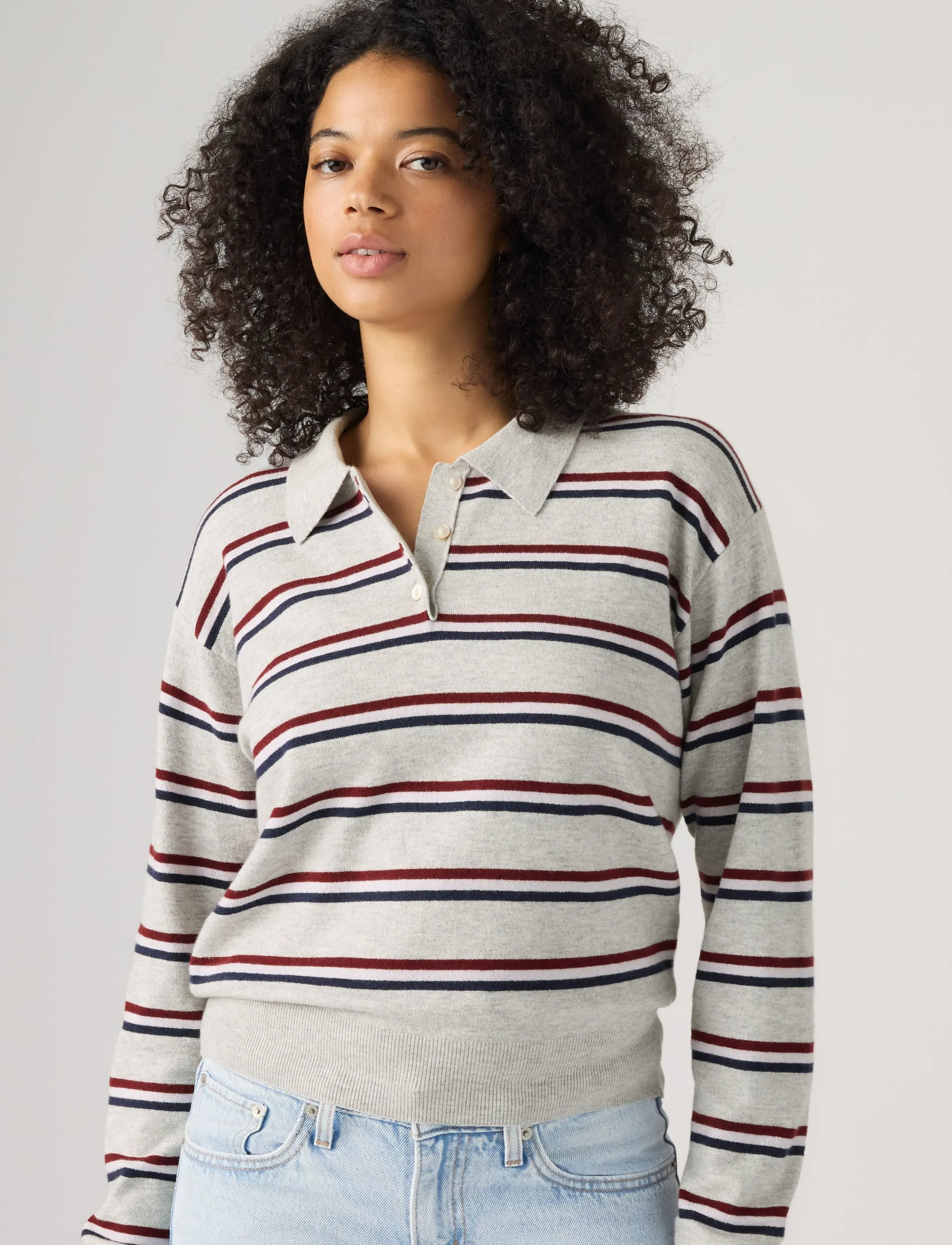 Levi's® SUPER SOFT LS POLO JADE STRIPE - Poloshirts - MULTI-COLOR / grey