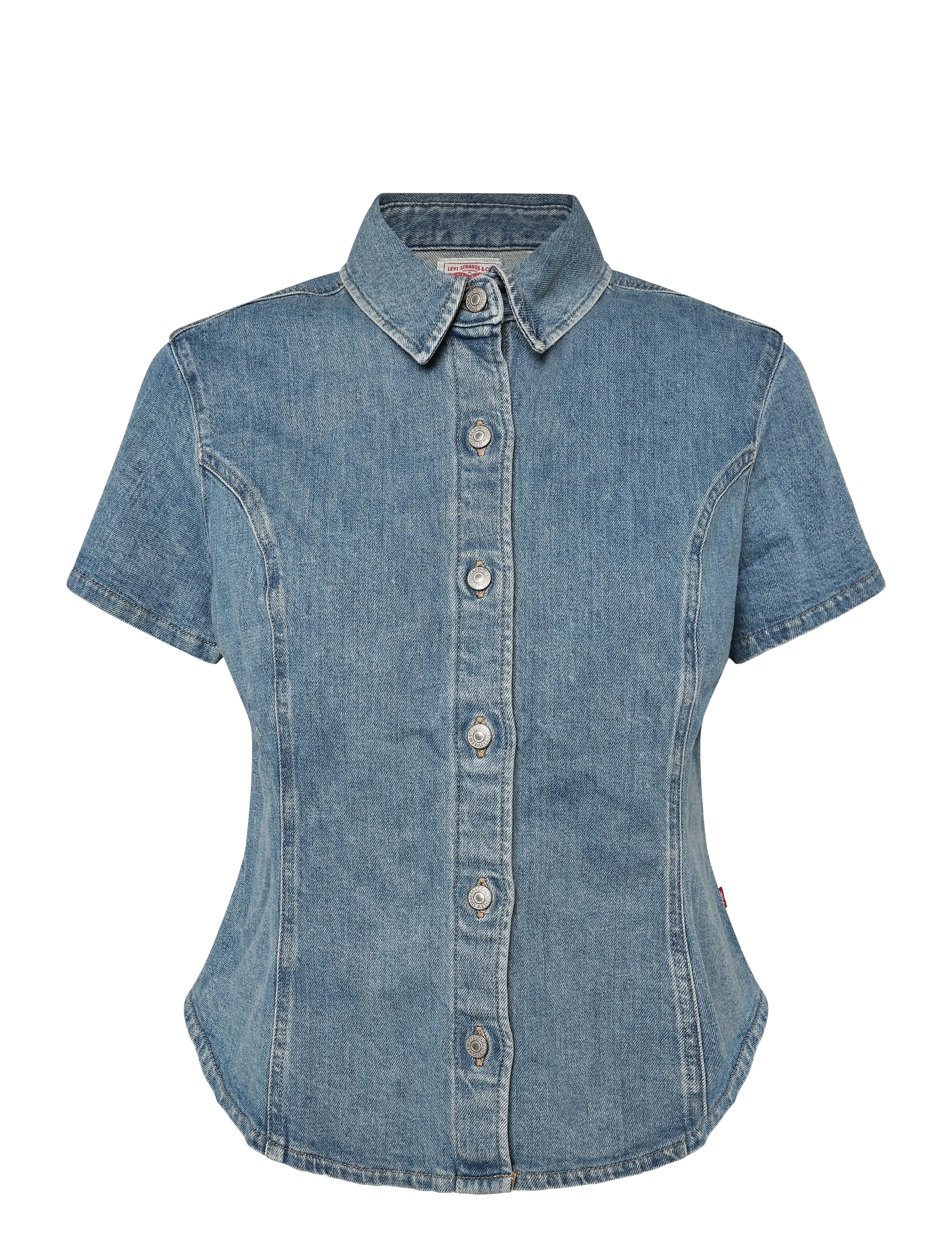 Levi's® SS SHAPED DENIM SHIRT HAZY DAY - Bluser & Skjorter - MED INDIGO - WORN IN / blue