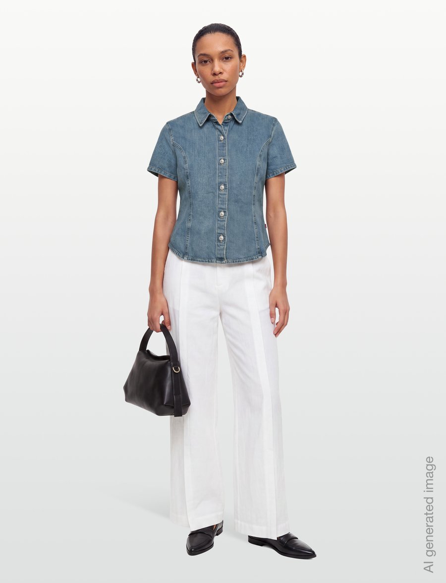 Levi's® - SS SHAPED DENIM SHIRT HAZY DAY - jeansskjortor - med indigo - worn in - 0