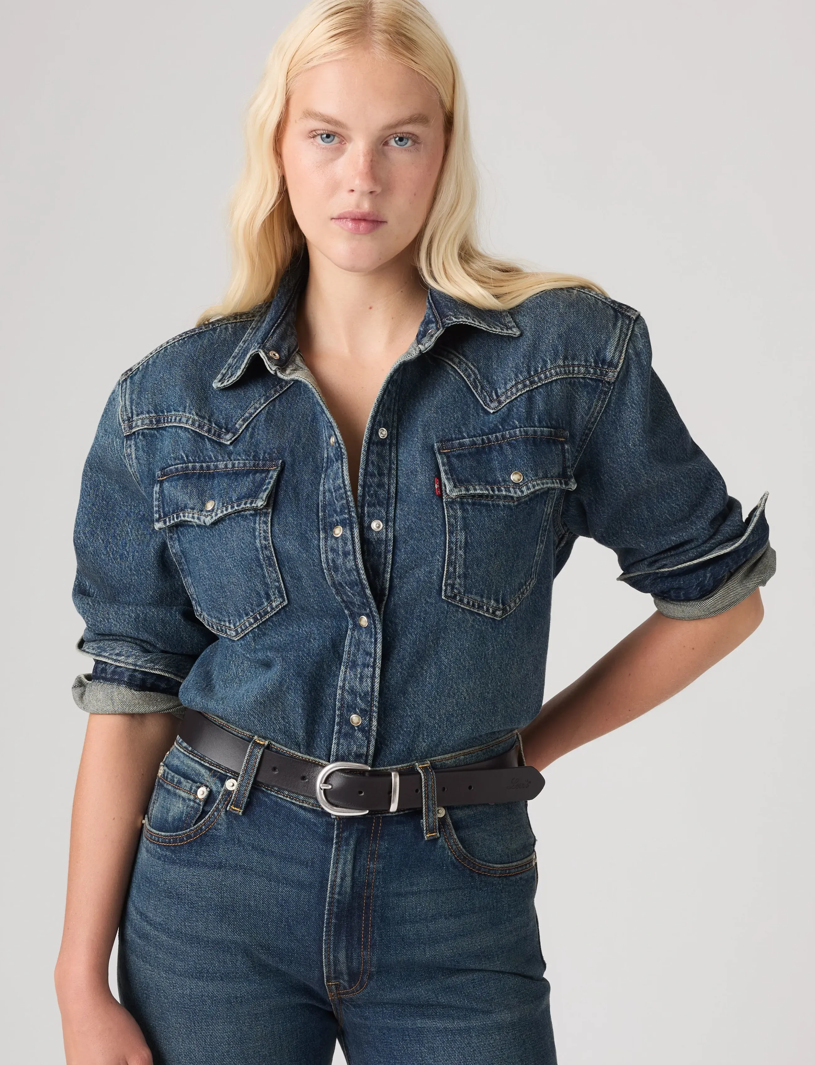 Levi's® 80S WESTERN SHIRT 80S LEFT CLI - Jeanshemden - MED INDIGO - FLAT FINISH / blue