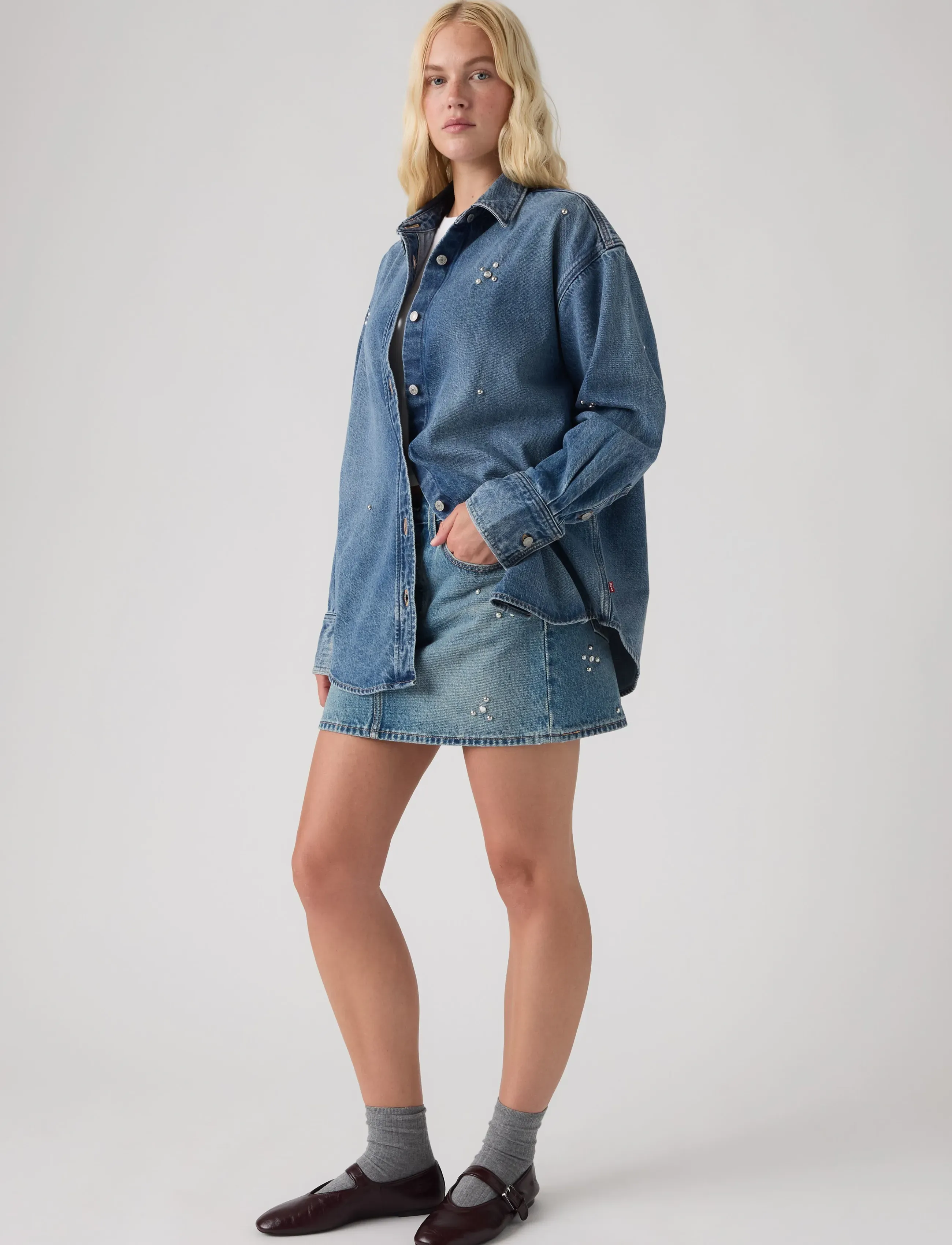 Levi's® JORDAN DENIM SHIRT TRIP ON DRI - Jeanshemden - MED INDIGO - WORN IN4 / blue