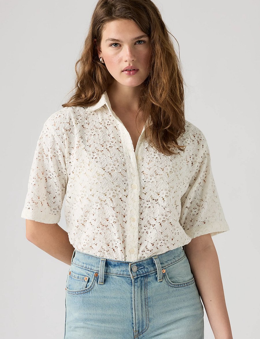 Levi's® - HARLIE SS LACE SHIRT EGRET LAC - chemises à manches courtes - whites - 0