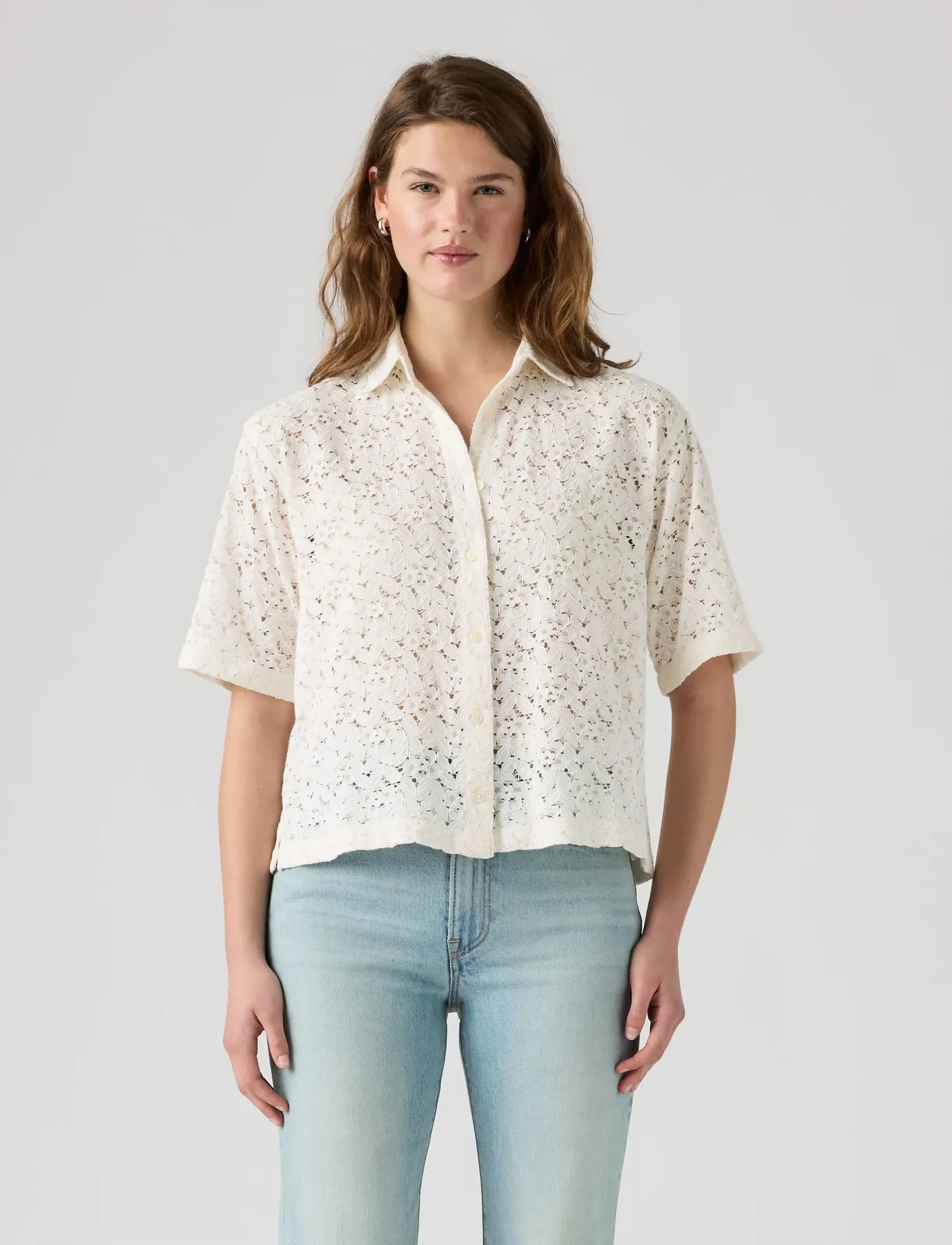 Levi's® - HARLIE SS LACE SHIRT EGRET LAC - chemises à manches courtes - whites - 3