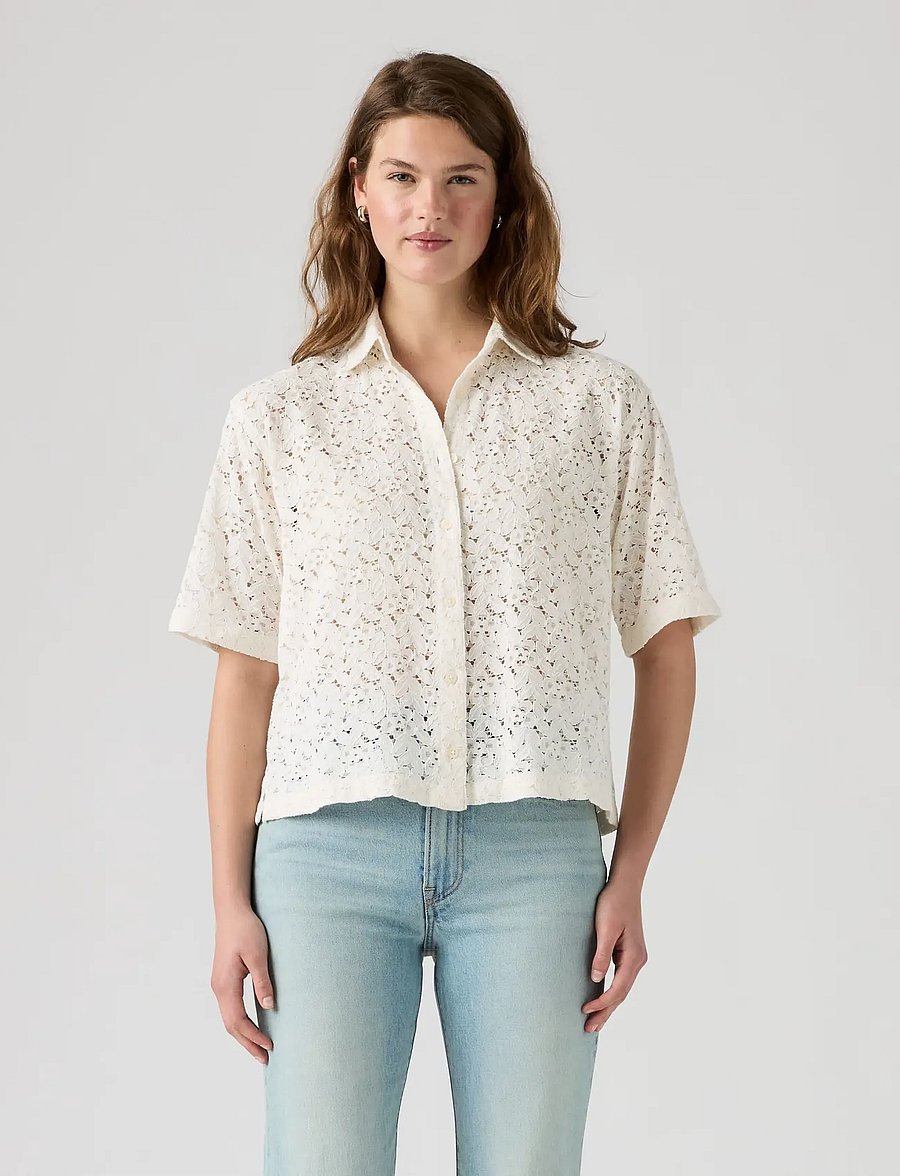 Levi's® - HARLIE SS LACE SHIRT EGRET LAC - chemises à manches courtes - whites - 3