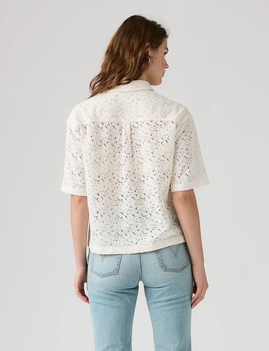 Levi's® - HARLIE SS LACE SHIRT EGRET LAC - chemises à manches courtes - whites - 4