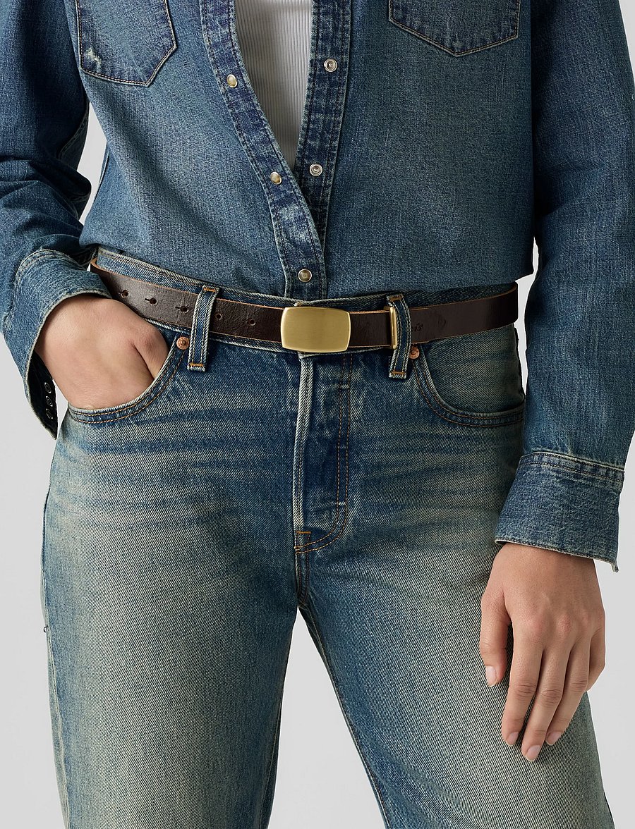 Levi's® - PRESIDIO PLAQUE BUCKLE BELT BR - läderskärp - browns - 0