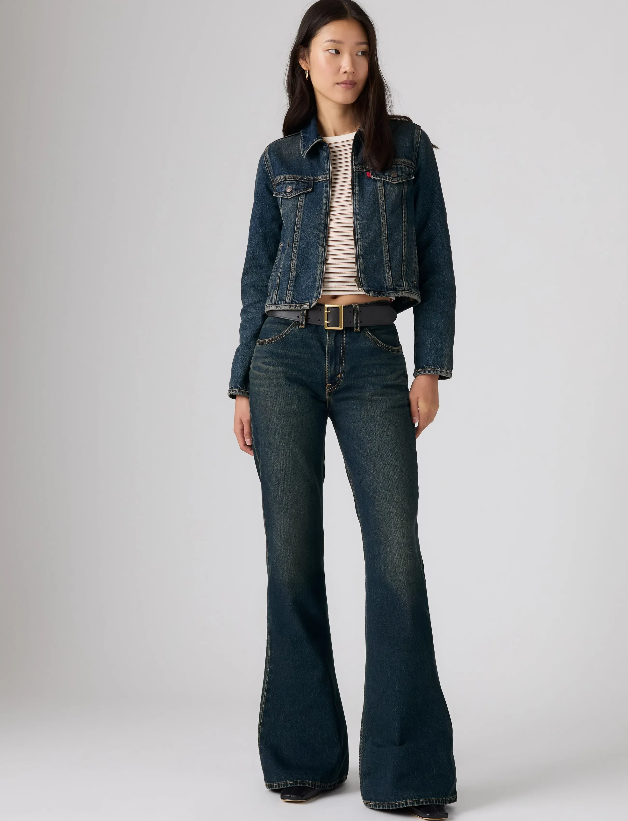 Levi's® PUDDLE SNAP FLARE HIGH VIBRATI - Jeans - DARK INDIGO - WORN IN / navy