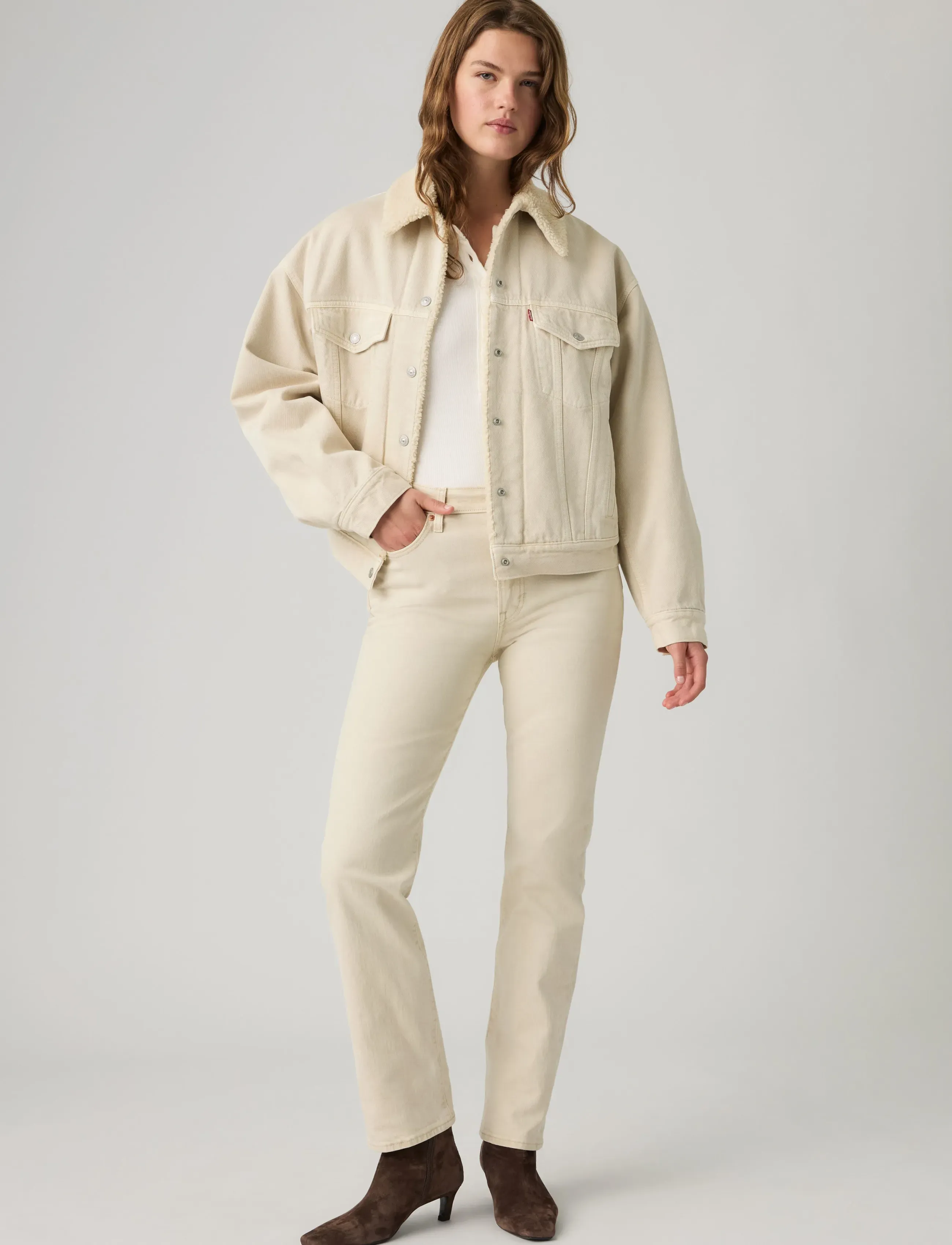 Levi's® RIBCAGE SLIM TO THE BONE STR - Riided - NEUTRALS / beige