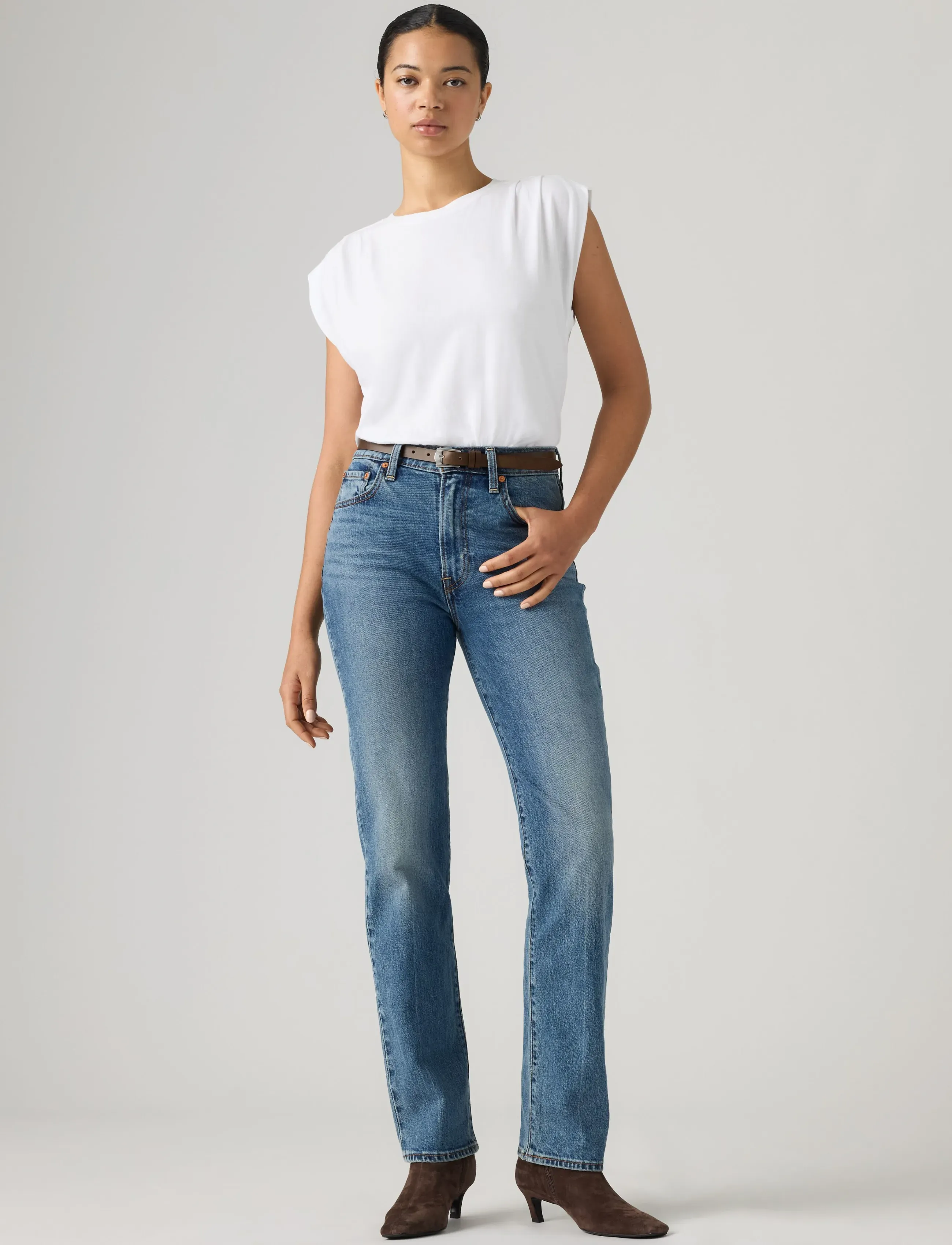 Levi's® RIBCAGE SLIM SWEET NOON - Kläder - MED INDIGO - WORN IN / blue