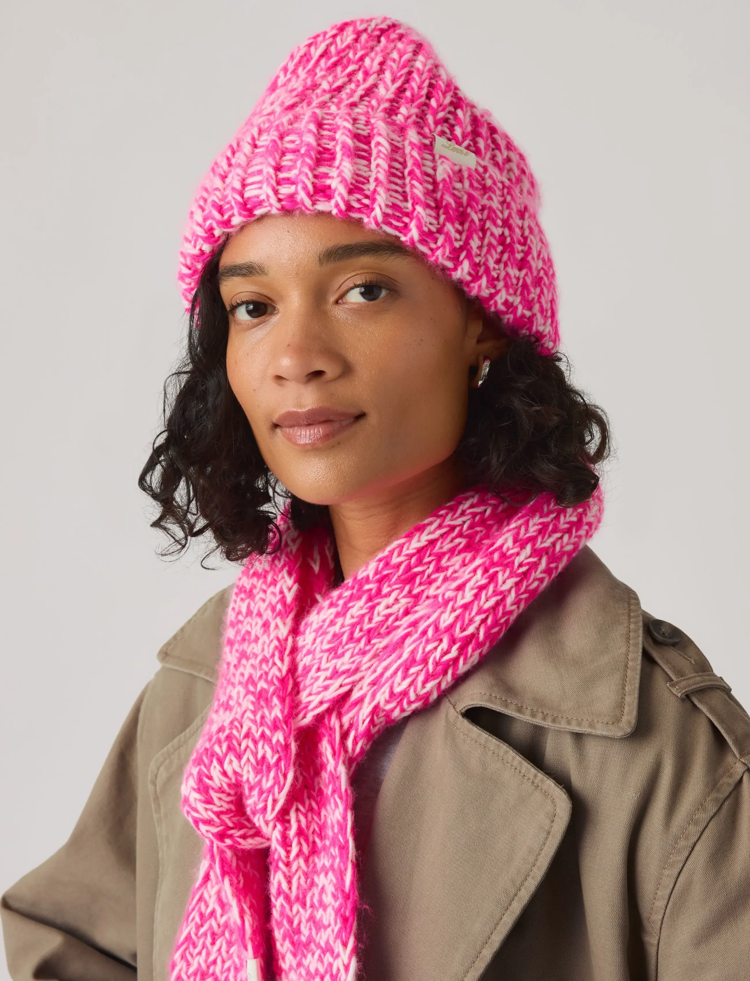 Levi's® - GIGI CHUNKY BEANIE PIN GLO - mössor - pinks - 0